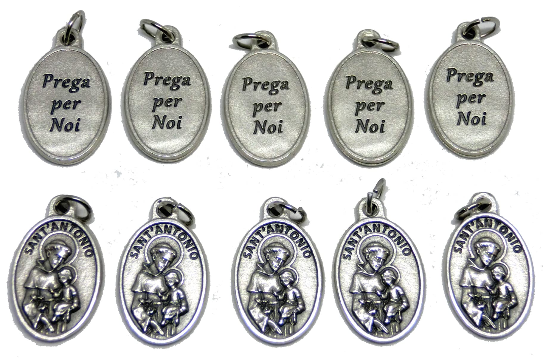GTBITALY 60.261.30 034SCR 10 medaglie di San Antonio da Padova Ovale Argento con Retro Prega per Noi 22 mm