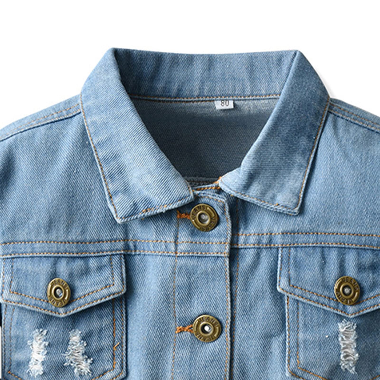 Generisch Veste en jean à manches longues à carreaux pour enfant - Bleu clair
