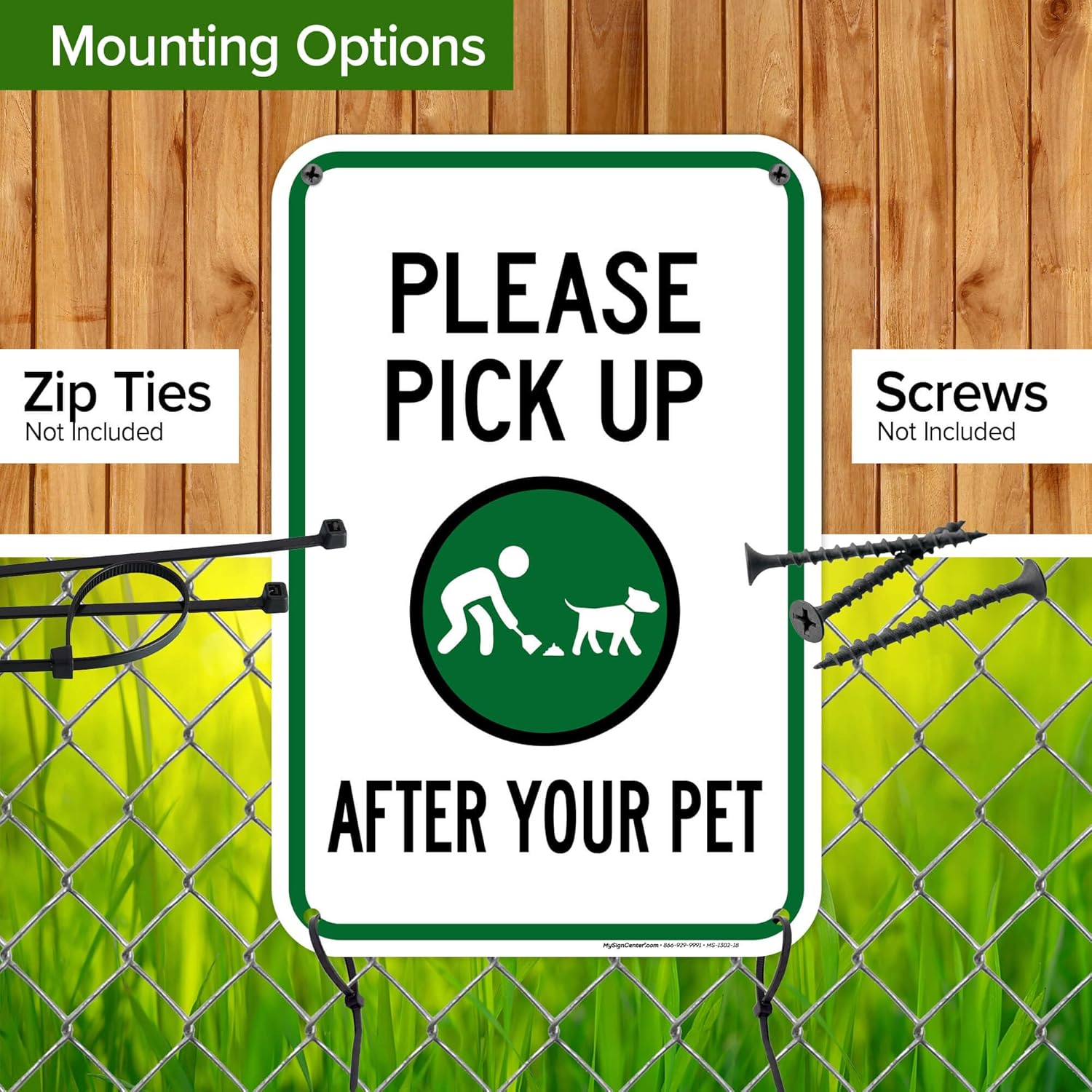 Please Pick Up After Your Pet Sign, 12"x18" Polyethylene, Indoor/Outdoor Use, USA MADE By My Sign Center