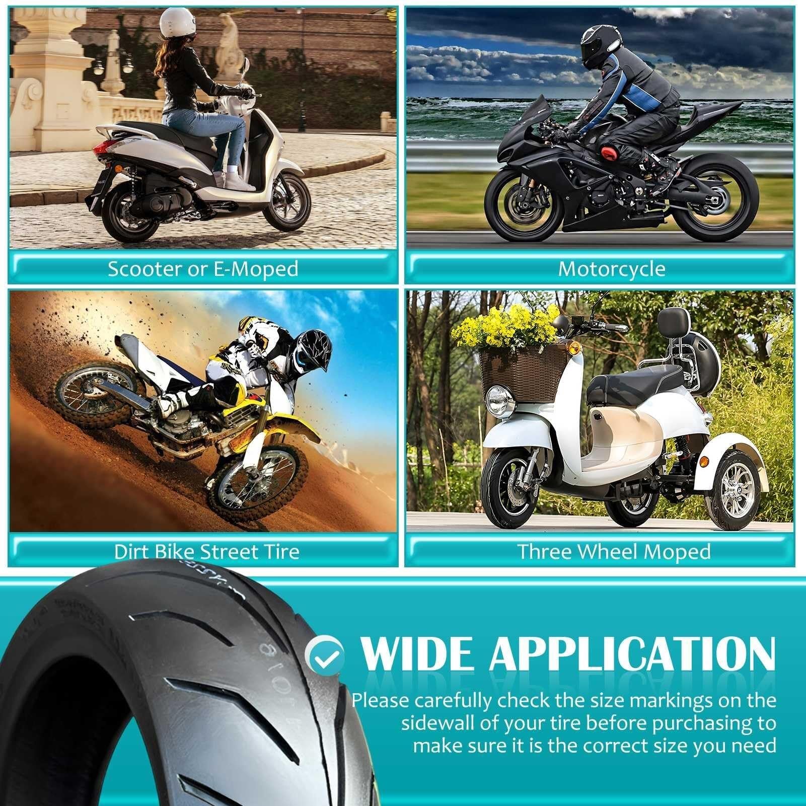 120/60-12 Opona Motocyklowa bez Wewnętrznej Rury 4 P.R. 47J | Do Przedniego i Tylnego Koła | Odporna na Przebicia, Niska Oporność Toczna, Wysoka Odporność na Zużycie do Jazdy Miejskiej(1pc)
