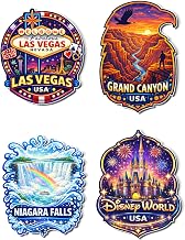 Regalo Casila USA Travel Fridge Magnet 4 Pc Set Las Vegas Grand Canyon Niagara Falls Tourism Souvenir Decorative Refrigerator Magnets Gift Collectible Vacation Keepsake