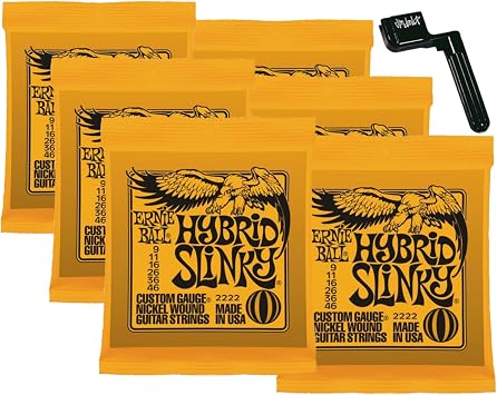 6 Sets of Ernie Ball 2222 Nickel Hybrid Slinky Electric Guitar Strings w/FREE Pe