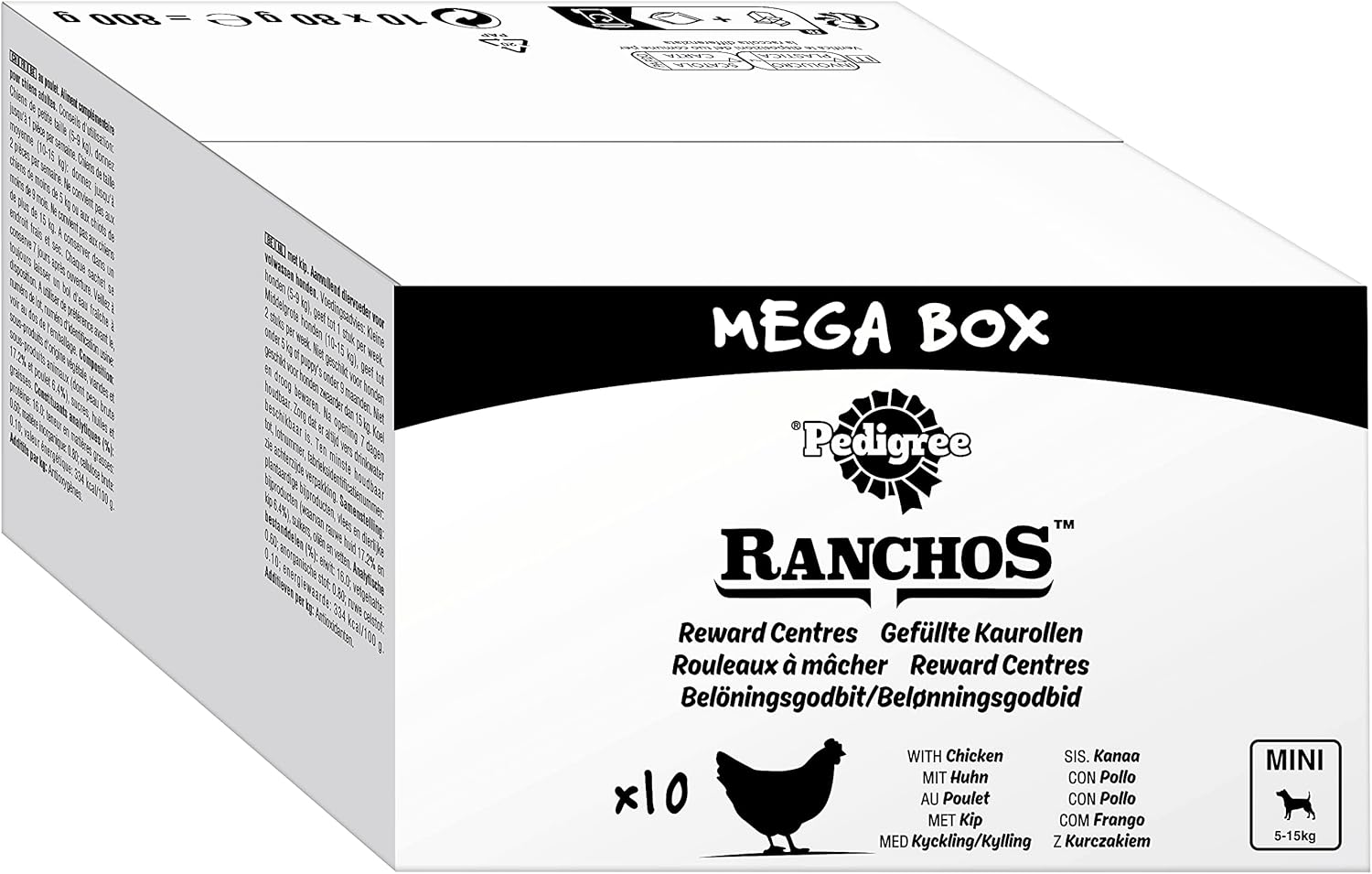 Pedigree Ranchos Reward Centre Dog Chew Treat Chicken Mini 10x80g Mega