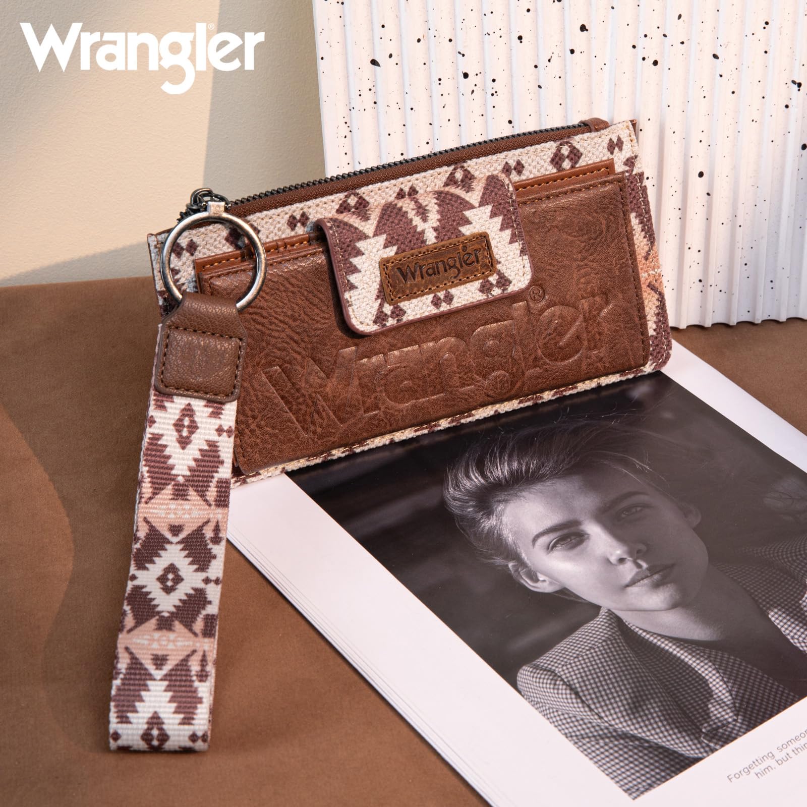 Wrangler Geldbörse für Damen, Azteken-Clutch, Handgelenk-Geldbörse mit Boho-Kreditkartenhalter