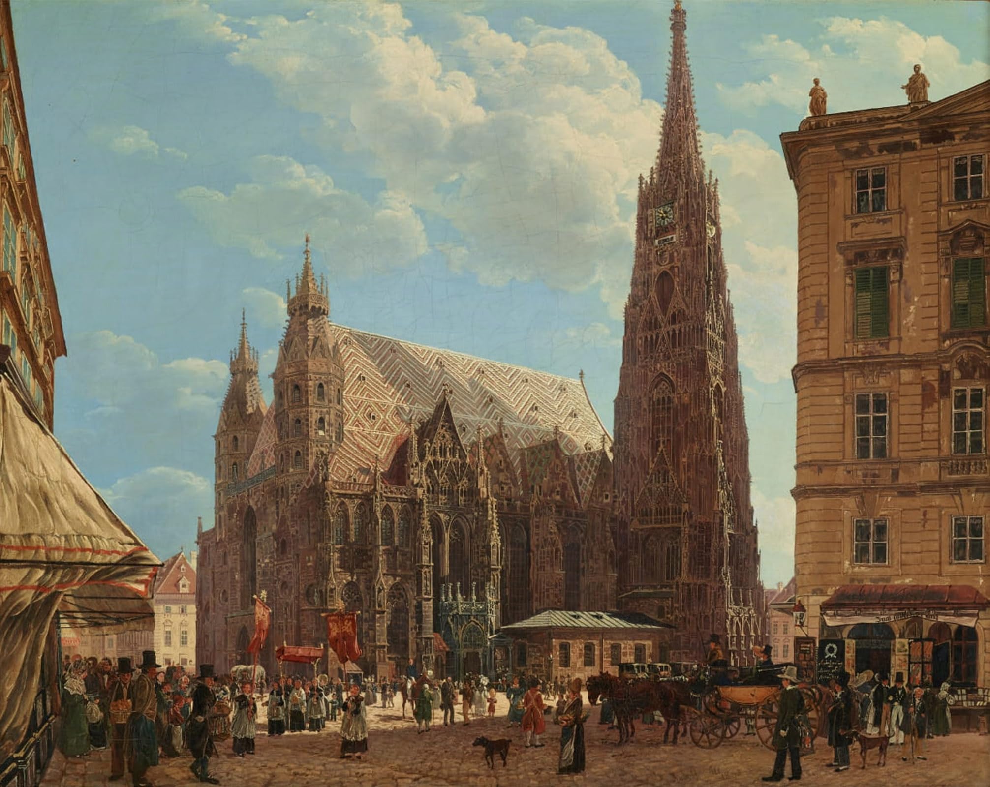 ARTXLXXBN Famous Prints Artwork Pictures Poster Painting Art St Stephen's Cathedral in Vienna by Rudolf Von Alt Artwork Landscape Pictures for Home Decor 60x90cm