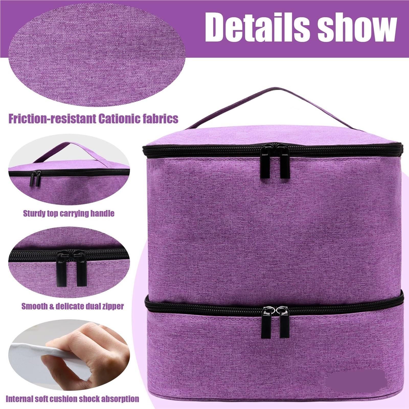 Organizer na lakier do paznokci, przenośny schowek podróżny na 30 butelek i lampę, kompaktowy uchwyt na lakier do przyborów do zdobienia paznokci, Fioletowy, 1 count (Pack of 1)