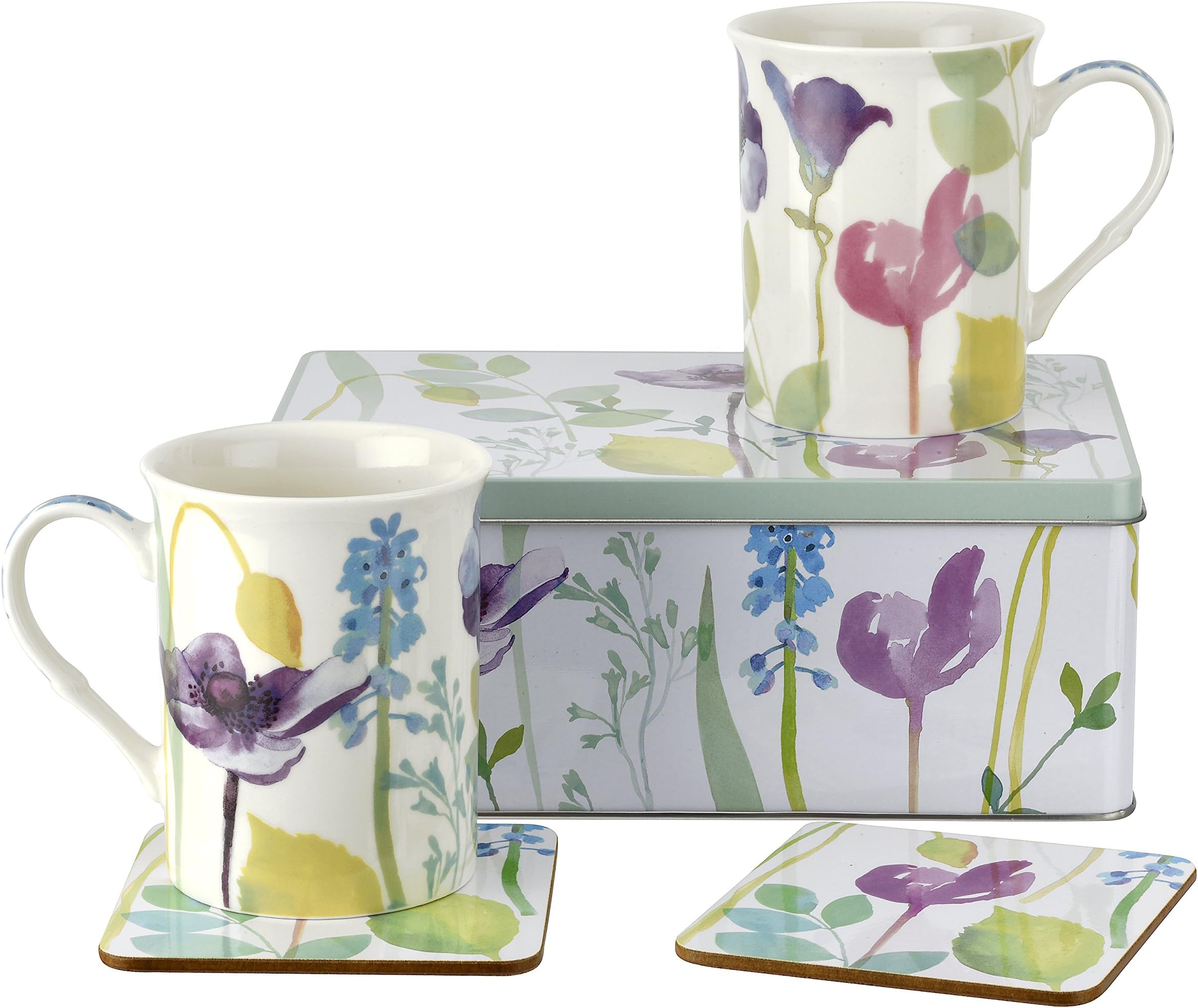 Portmeirion Home & Gifts WG8579-XG Water Garden 5 Piece Tin Set, Porcelain, Multi-Colour, 8.5 x 12 x 9.5 cm
