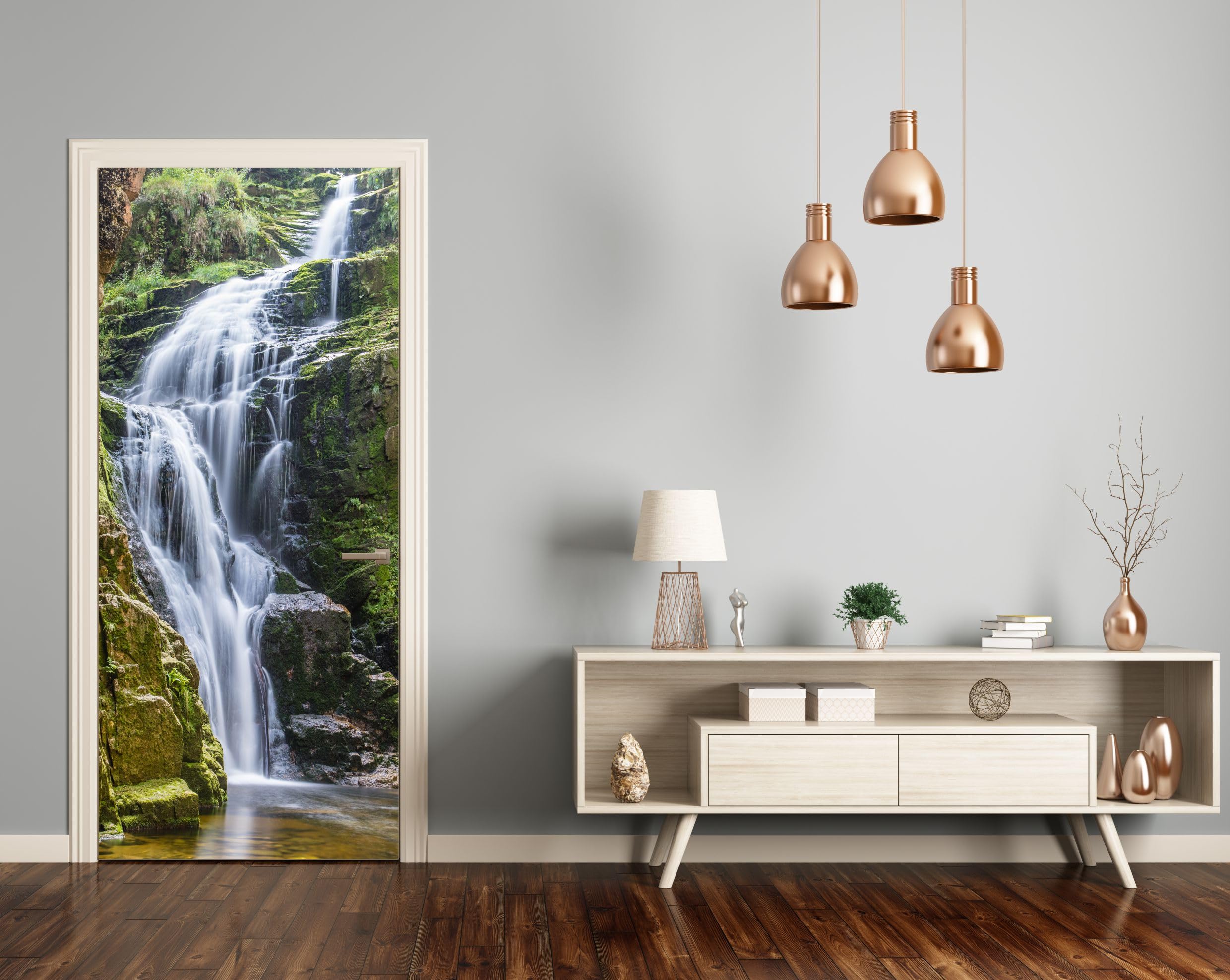 Türwandbild - Selbstklebende Türaufkleber - Wandbilder Aufkleber - Fantasi, Kunst, Leinwand Tapete - Türaufkleber - für Türen, Möbel, Schränke, Spiegel - 88x200cm - Bach