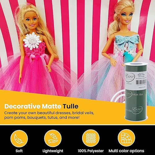 Miniatura 104 de Expo International Tul mate decorativo, tela de tul de poliéster ligero para tutús, disfraces y decoraciones de fiestas, lavable, fácil de usar, 6