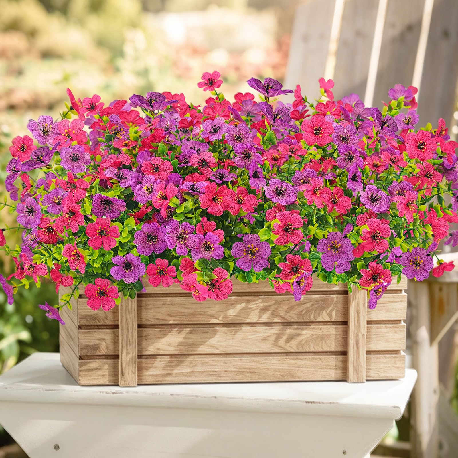 YMIFEEY 8 Stück Künstliche Blumen für Innen Draußen, Kunstblumen Balkonpflanzen Kunstpflanze Outdoor Wetterfest, Balkonpflanzen Balkon Blumen UV-beständig für Garten Terasse Deko