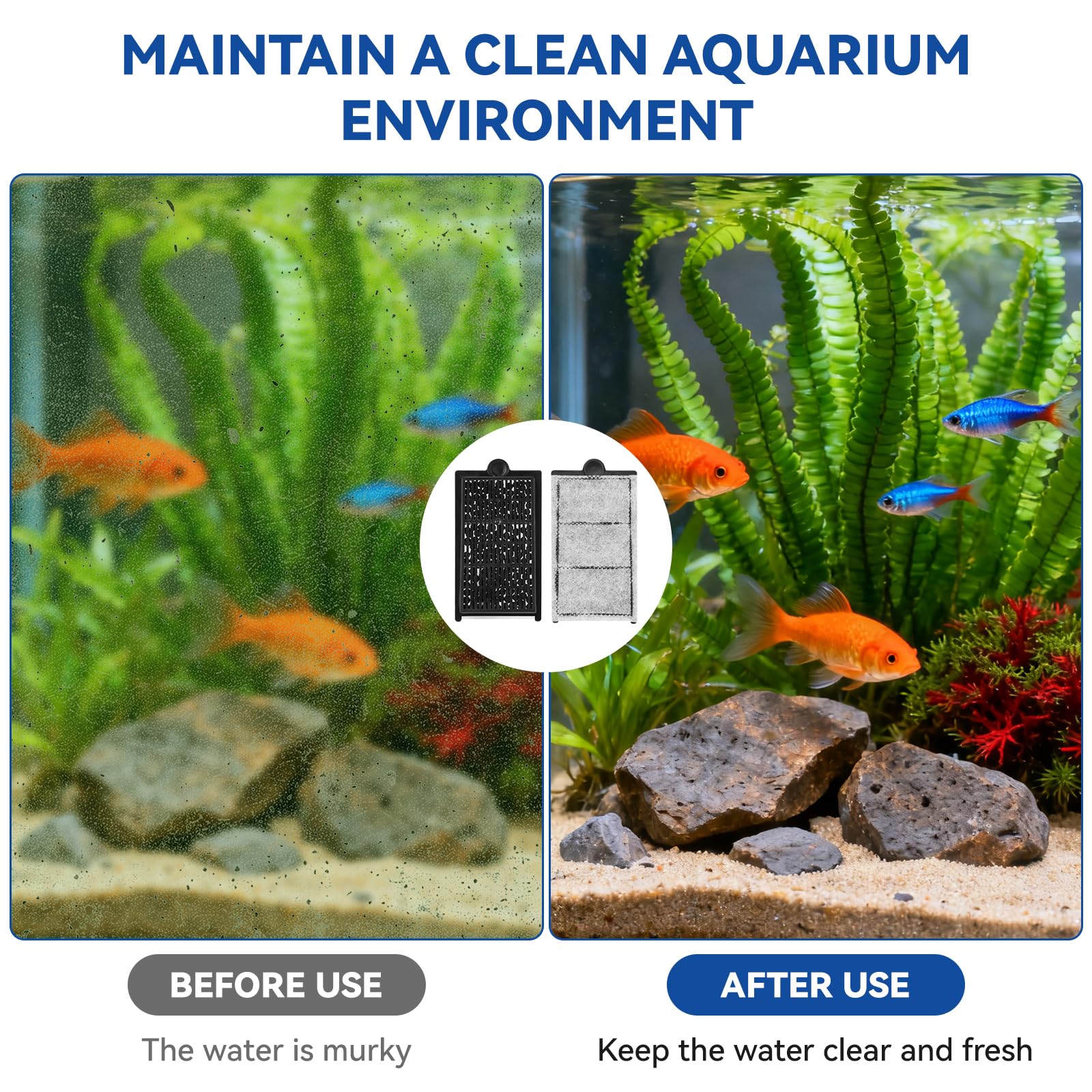 Paquete de 2 cartuchos de carbono de repuesto para tanque de peces Aquatop serie Piscis, se adapta a todos los modelos Piscis, para modelos PCS-5G, PCS-3G, PCS-5GB y PCS-5GC, fácil de instalar
