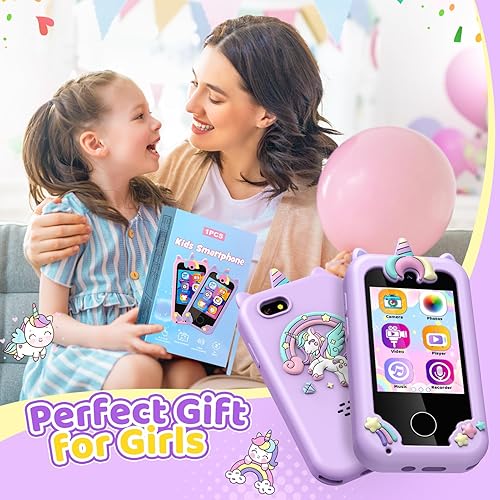 Miniatura 5 de Juguetes de unicornio para niñas, regalos de teléfono celular inteligente para niñas de 3, 4, 5, 6, 7, 8 años, aprendizaje educativo, teléfonos
