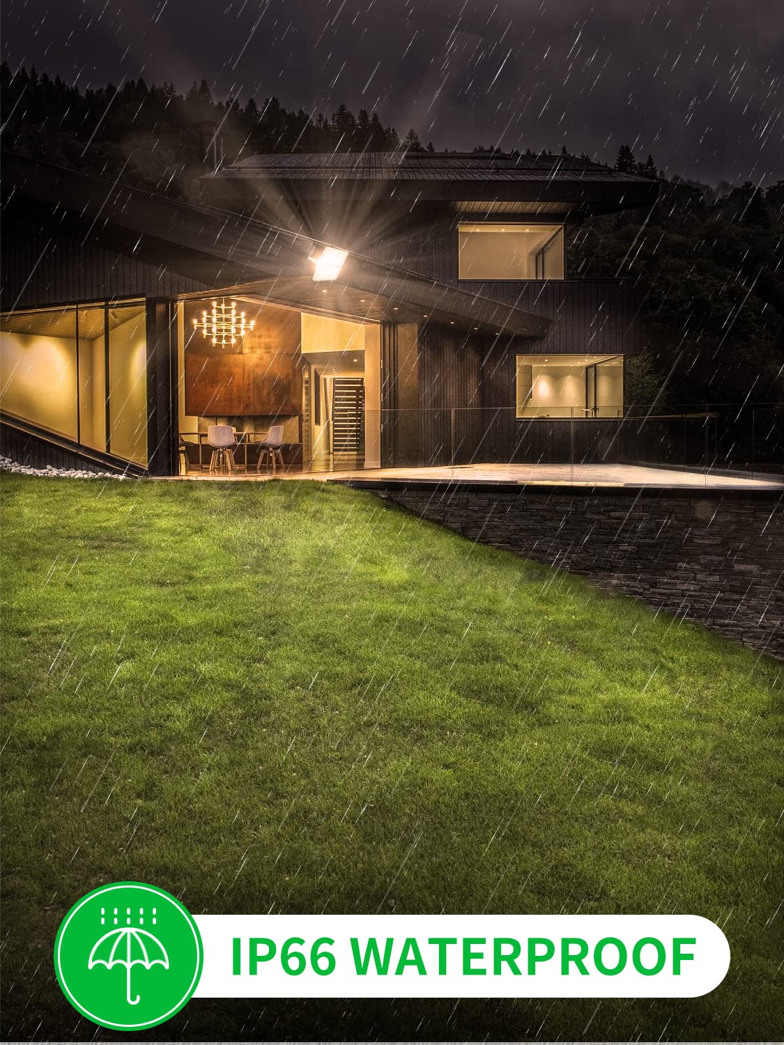 Viugreum Faretto LED da Esterno 200W 4 Pezzi, IP66 Resistente all'acqua Faretti LED da Esterno, Luce Di Sicurezza 20000LM, 3000K Bianco Caldo, Consumo Basso Super Luminoso Faretti LED per Giardino