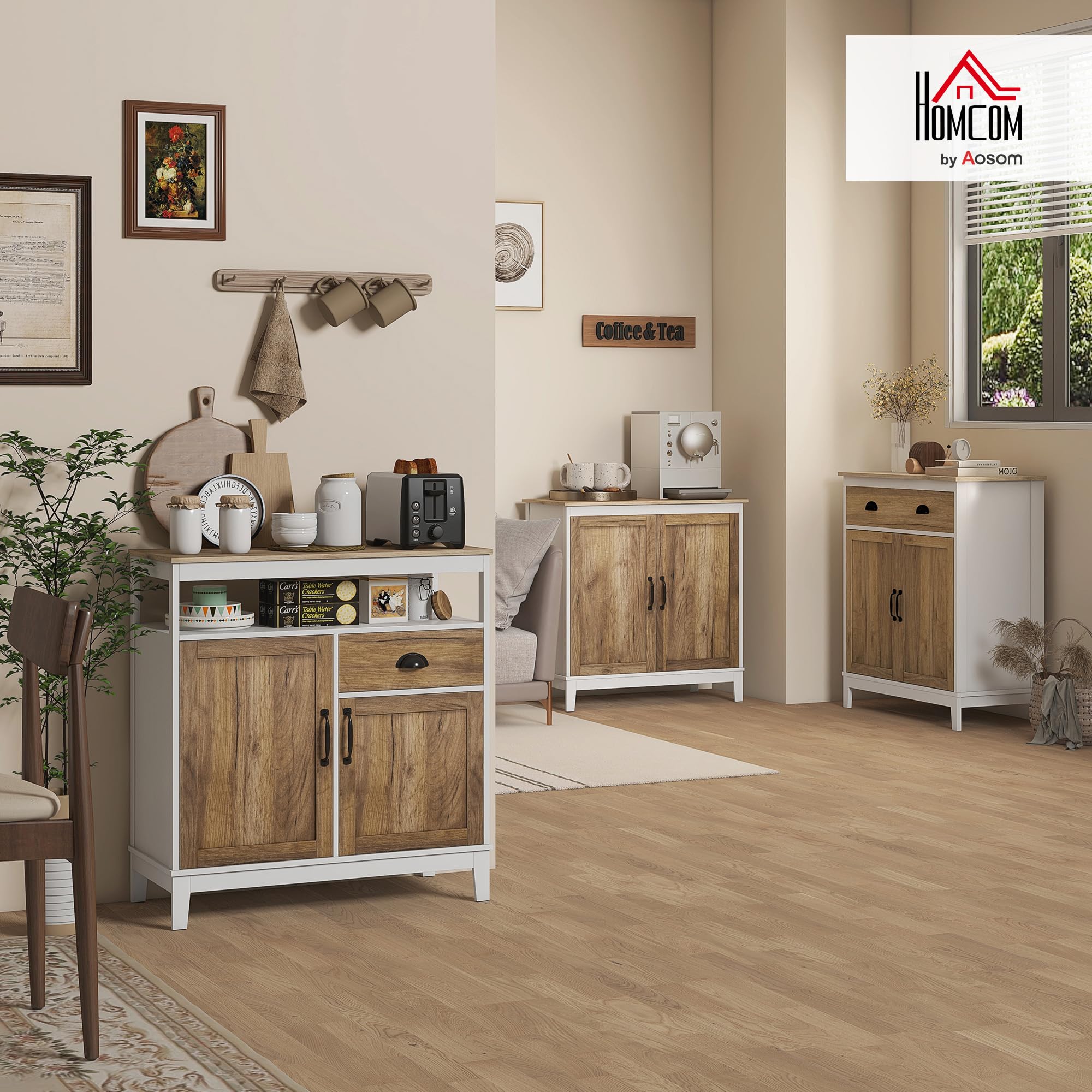 HOMCOM Aparador para Salón con Cajón 2 Puertas 78,5x39x89,4 cm Marrón
