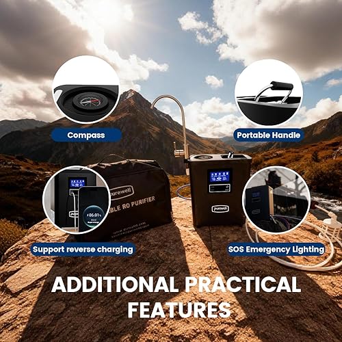 Miniatura 4 de Purewell K8680 RO Sistema purificador de agua, 10 etapas RV portátil de filtración de agua de supervivencia con UV, tasa de desalinización alcanza