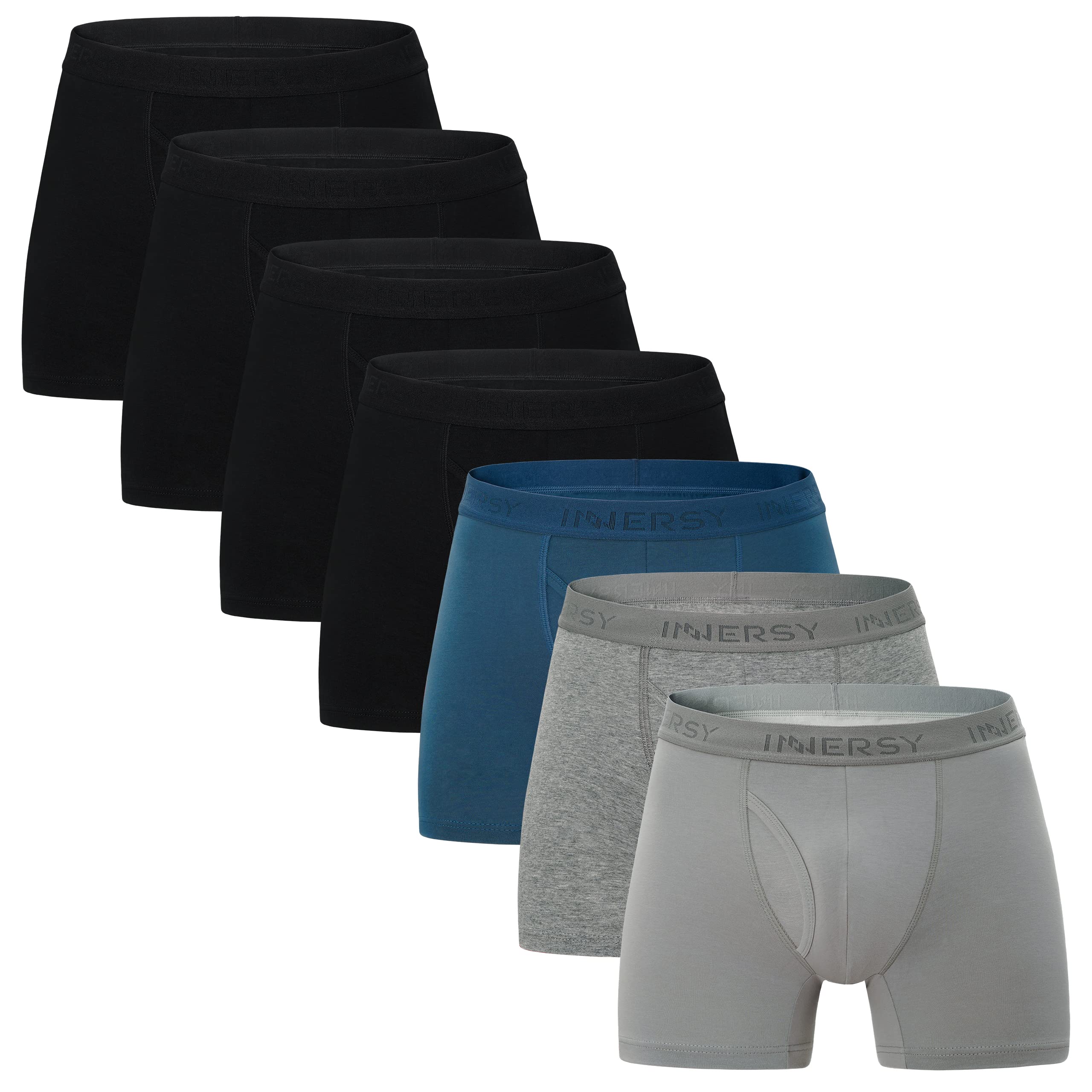 INNERSY Boxershorts Herren Baumwolle Unterhosen Männer Lang Retroshorts mit Eingriff 7er Pack (XL, Basic Mehrfarbig)