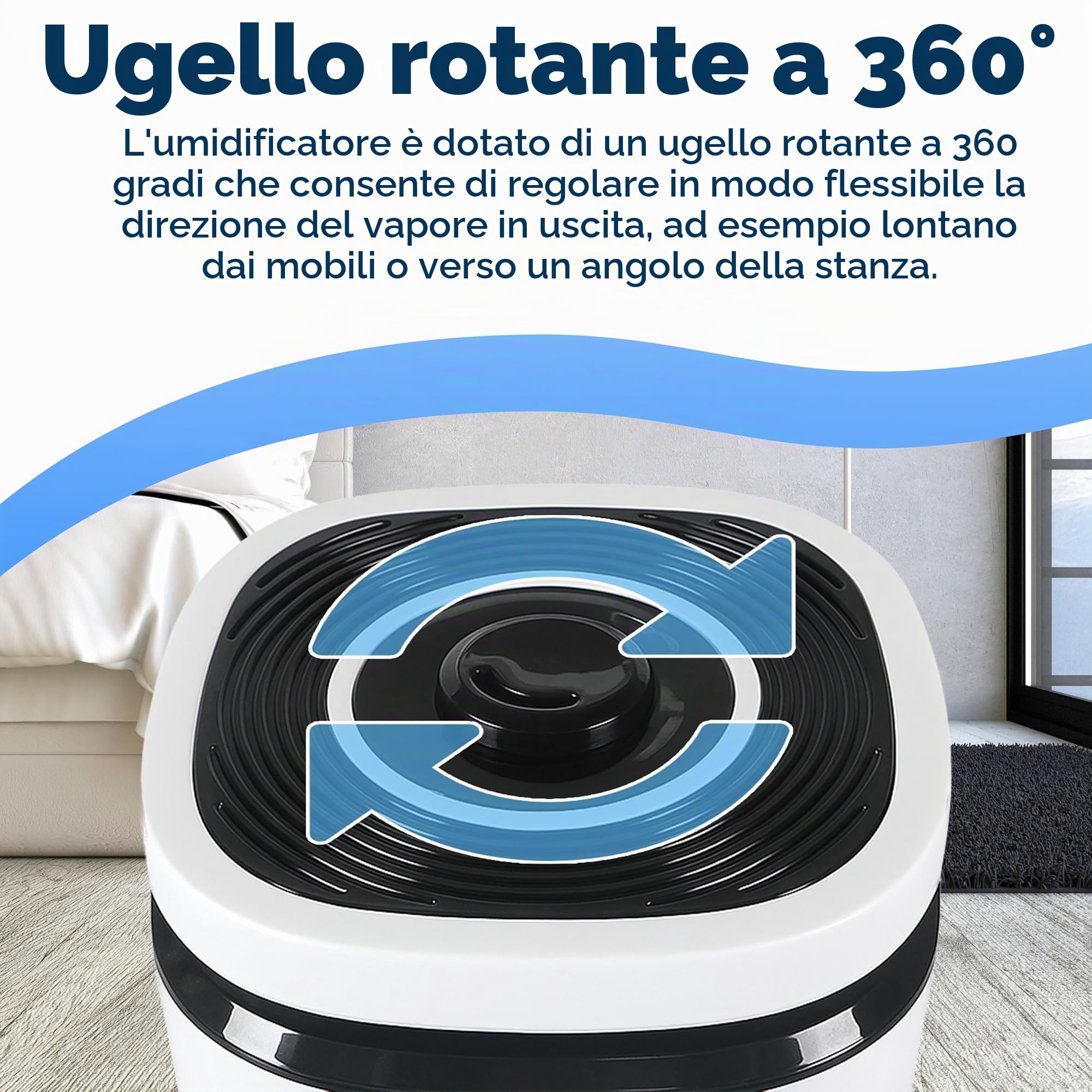 Retoo Umidificatore ad ultrasuoni contro aria di riscaldamento asciutta 4L, umidificatore con telecomando per camera da letto, cameretta dei bambini e piante,umidificatore ad aria,diffusore di aromi