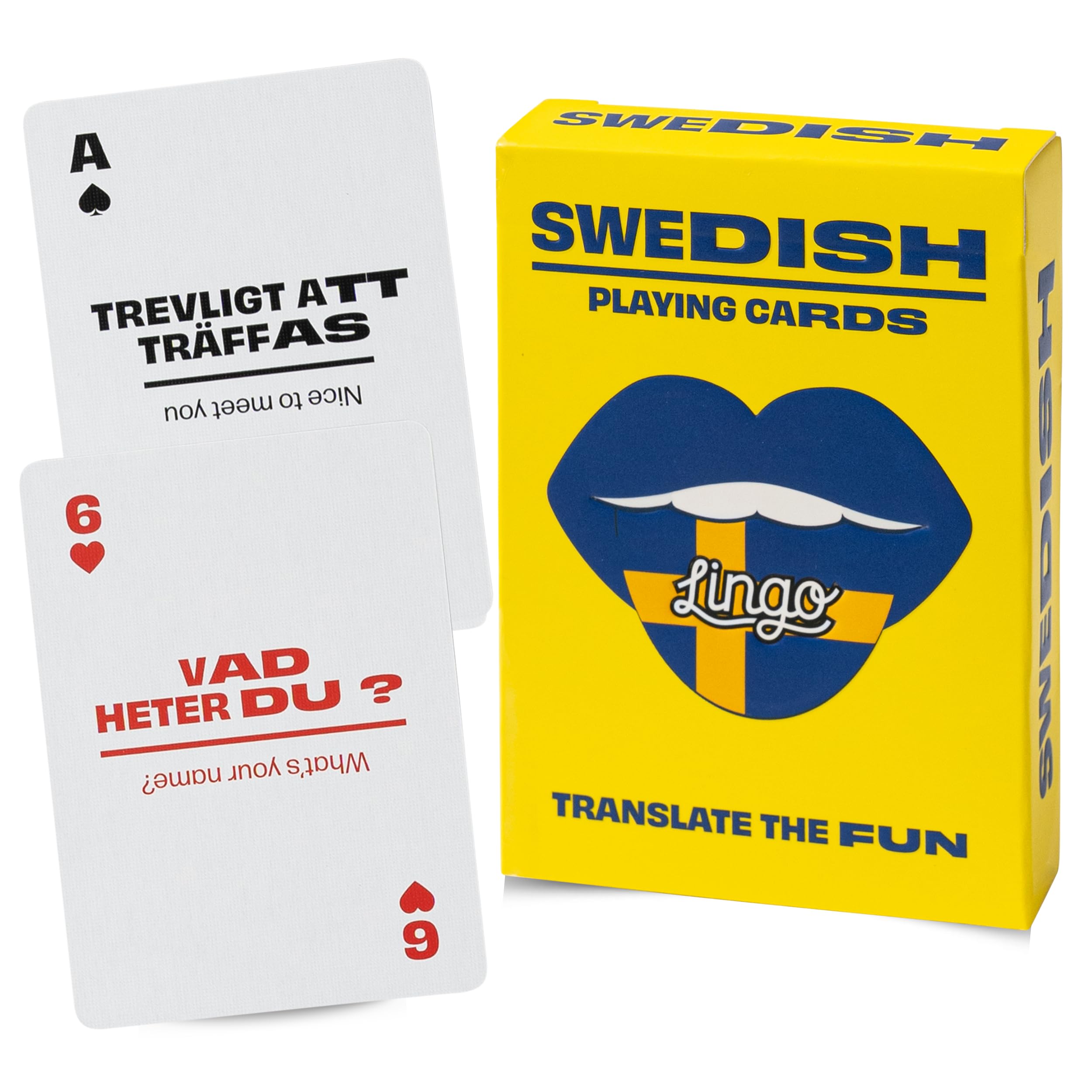 Swedish Lingo Playing Cards | Travel Flashcards | Learn Swedish Vocabulary in A Fun & Easy Way | 52 Essential Translations