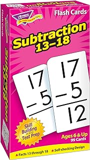 Trend Enterprises: Subtraction 13-18 Skill Drill Flash Cards, Exciting Way for Everyone to Learn, Self-Checking Design, Great for Skill Building and Test Prep, 99 Cards Included, Ages 6 and Up