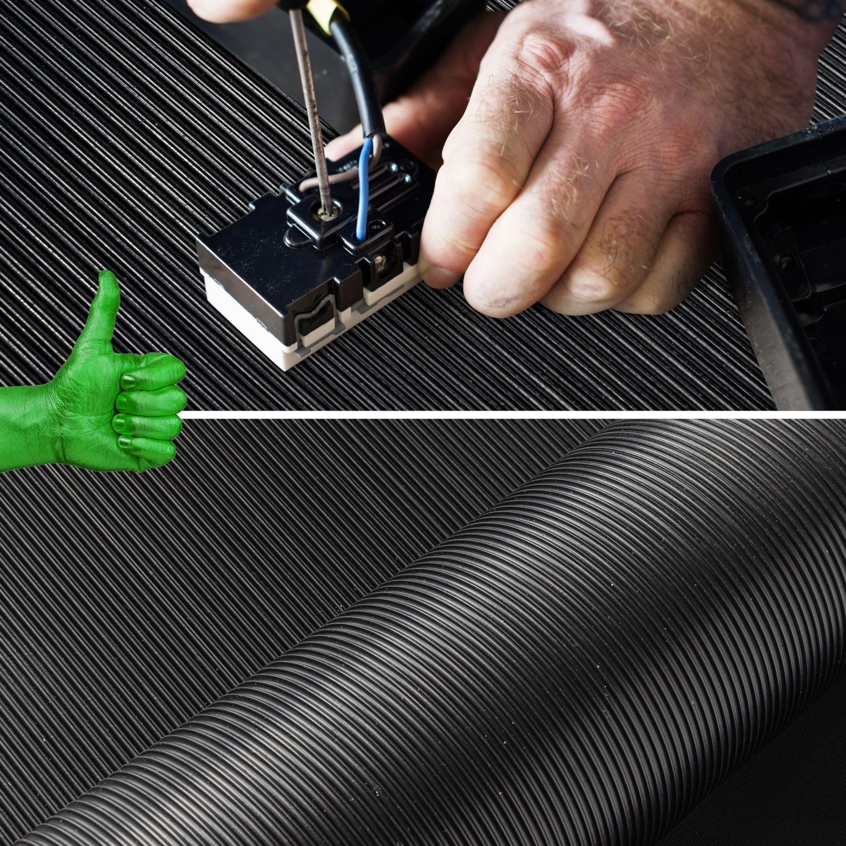 ANRO Gummimatte Meterware Gummiläufer 3mm Feinriefenmatte Rillenmatte Bodenbelag Werkstattboden als Antirutschmatte, Werkbank Auflage u. Bodenmatte 200 x 100cm Feinriefen