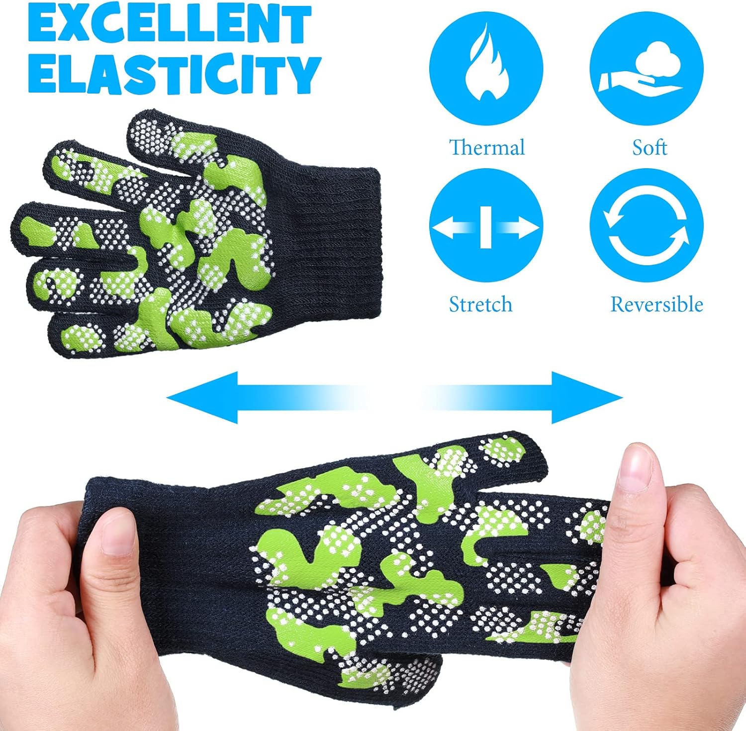 Syhood 6 Pairs Stretch Winter Kids Gloves Camouflage Full Fingers Gloves for Boys 5-8 Years old - Image 5