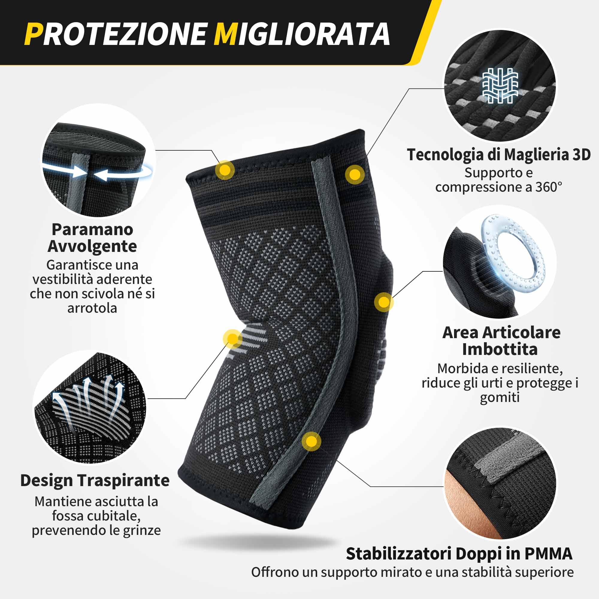 CAMBIVO 2x Tutore Epicondilite Gomito con Cuscinetto in Gel e Doppio Stabilizzatore, Gomitiera per Epicondilite Compressione, Gomitiere Palestra per Gomito del Tennista, Tendinite