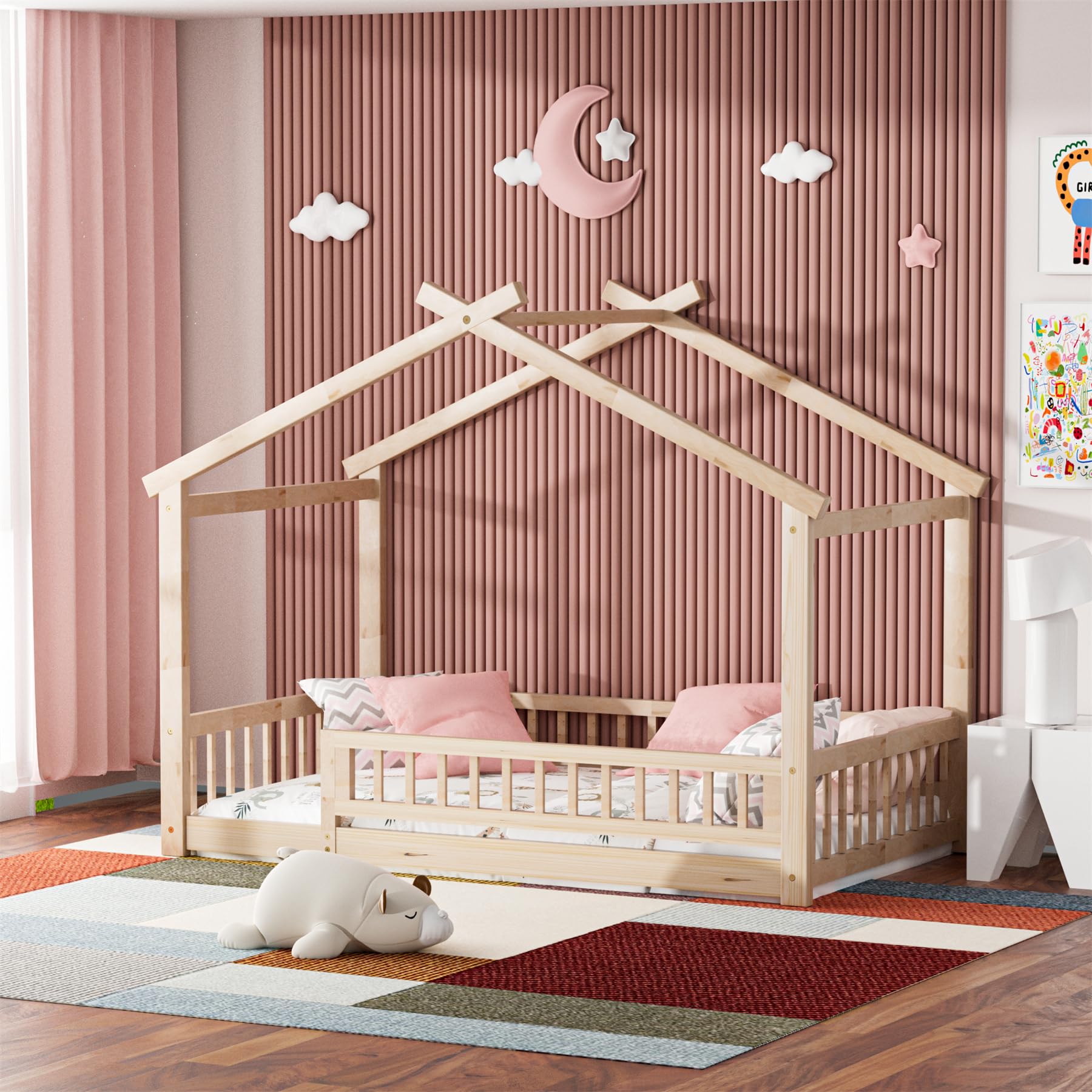 LLS Twin House Bed with Fence