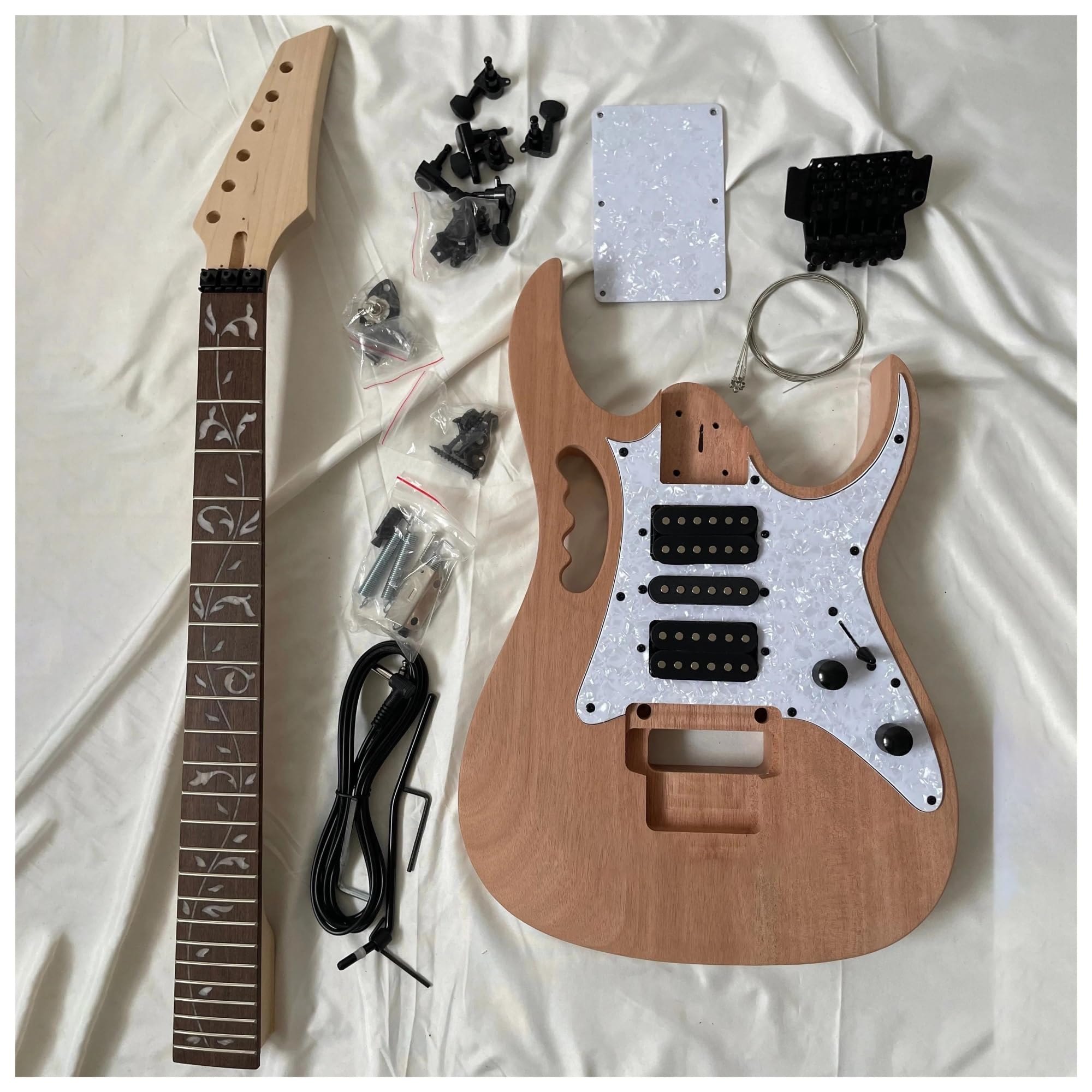 Unfinished Guitar Body Unfinished 7V Electric Guitar Kits Mahogany Body And Neck Rosewood Fingerboard