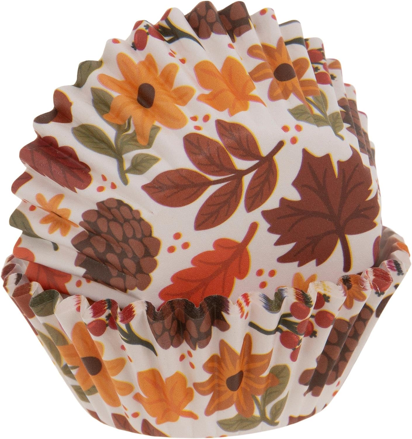 Autumn Leaves Decorative Baking Cups - Patterned Paper Liners for Cupcakes, Muffins (Standard Sized) - 50 Count