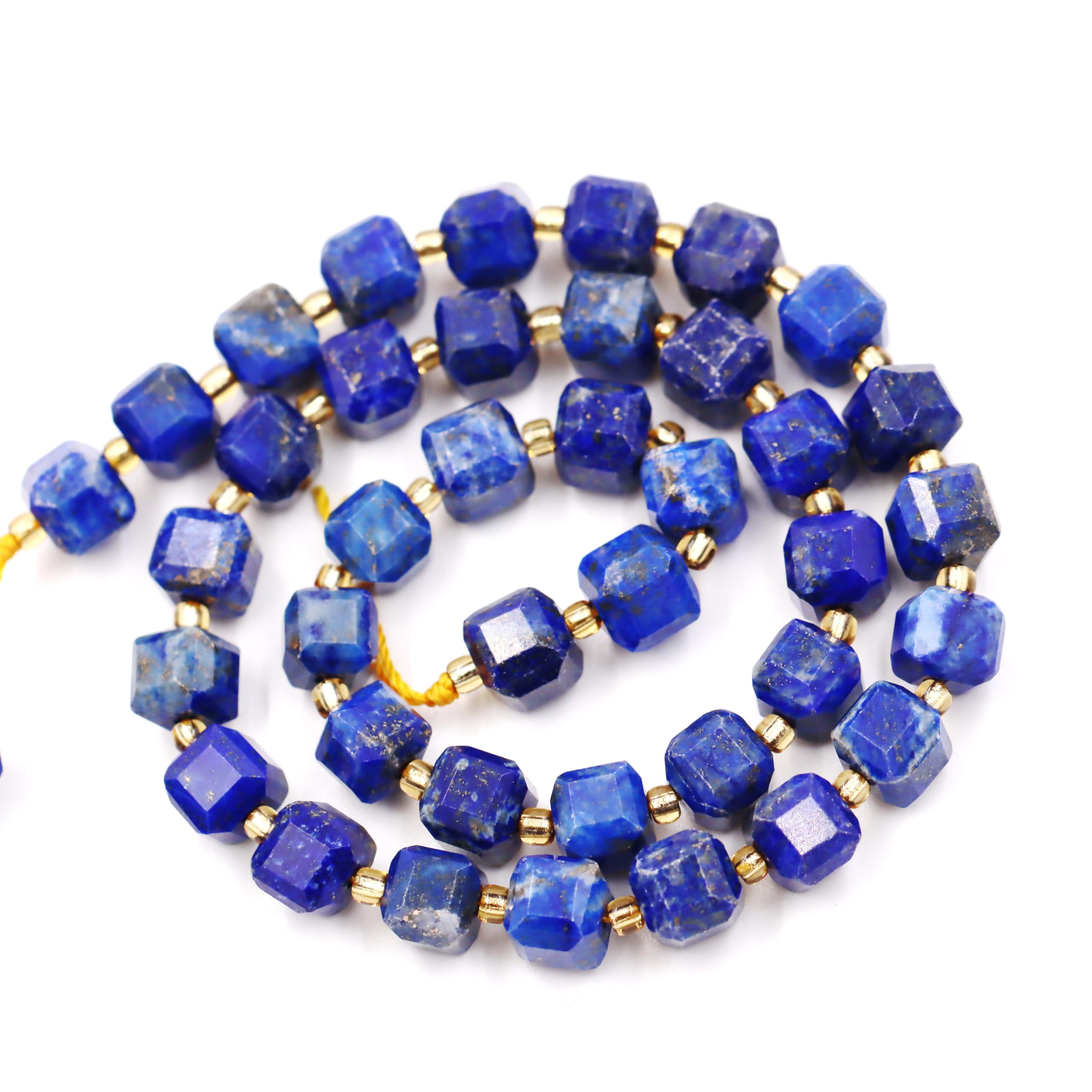 Koraliki z kamienia naturalnego do produkcji biżuterii, sprzedawane na torbę 5-pasma wewnątrz, fasetowana kostka Lapis Lazuli 8mm