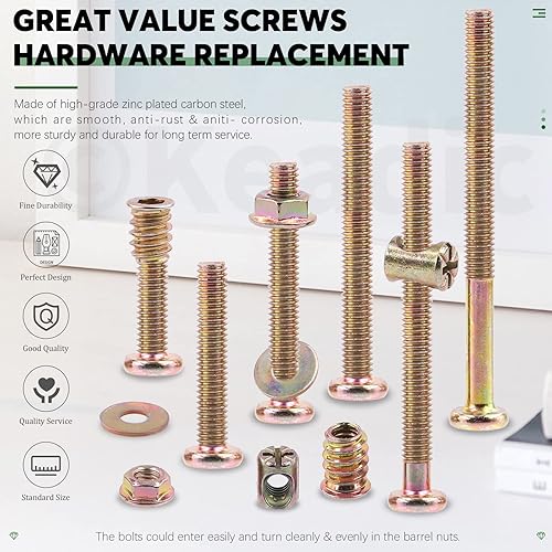 Miniatura 3 de Keadic Juego de 253 tornillos de cabeza hexagonal, tuercas de barril, arandelas planas con herramientas, M6 x 30405060703.150 in, kit surtido de