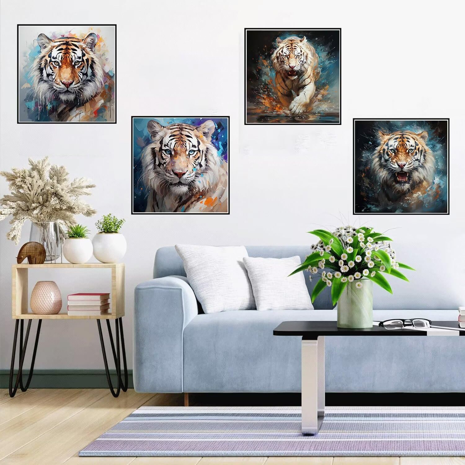 5D Diamantmalerei Tiger – 130x55 Cm, DIY Set Mit Vollzubehör, Wandbild Zum Selbermachen