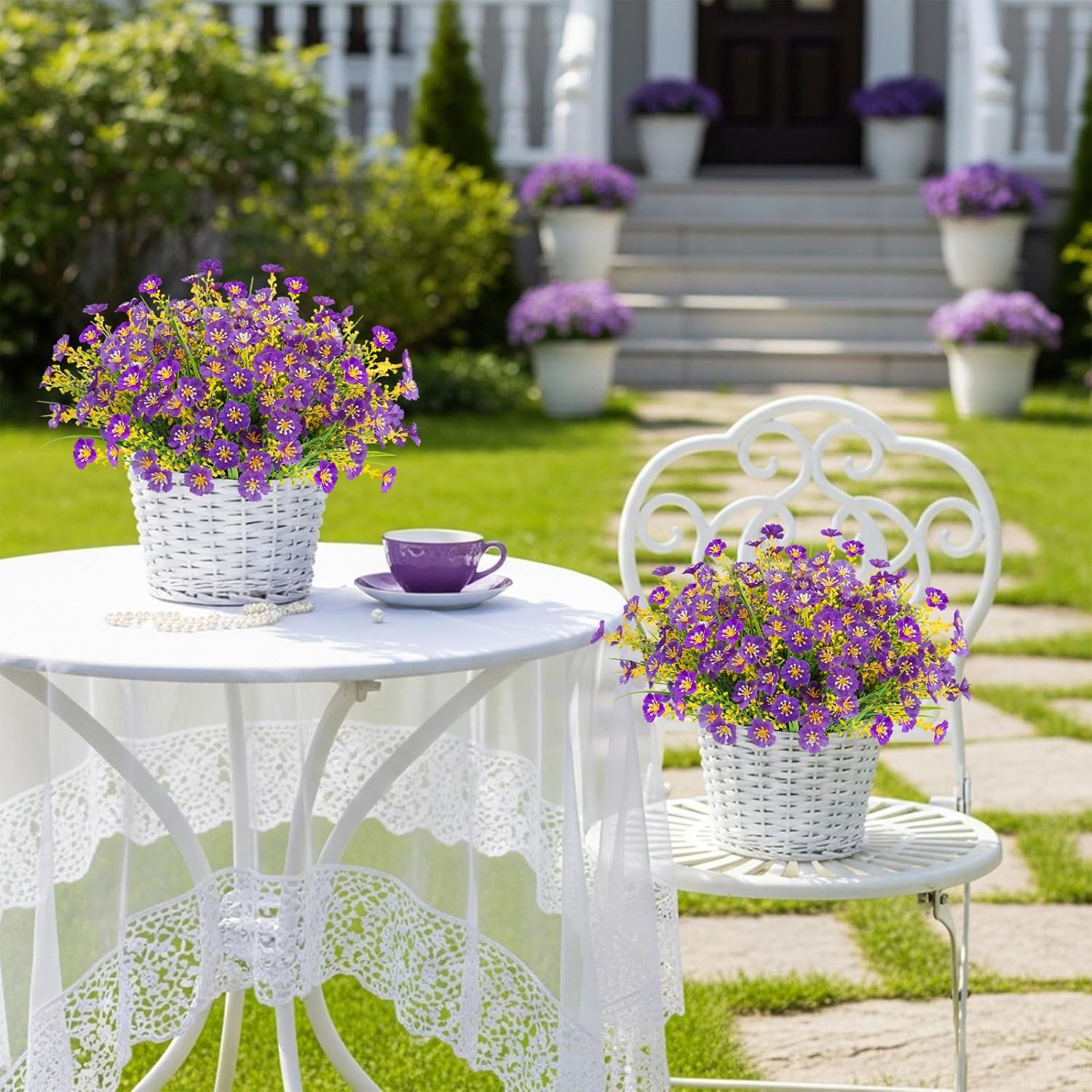 MACTING Artificial Flowers for Outdoors 12 Bundles UV Resistant Fake Flowers No Fade Faux Outdoor Plants for Indoor Outside Planters Garden Porch Yard Window Home Spring Decorations,Purple - Image 5