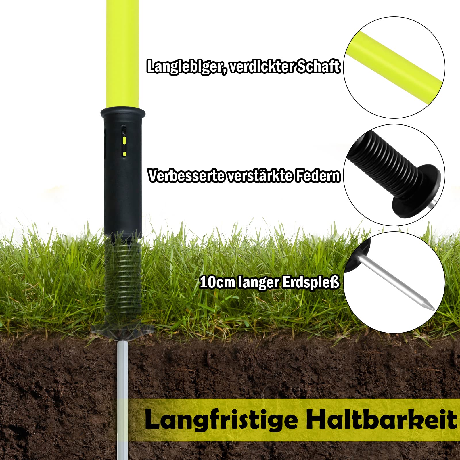LZQ Slalom Poles Set di aste da allenamento Agility Set, giunto a molla rimovibile, con borsa per il trasporto e punta in metallo per allenamento di calcio e coordinazione