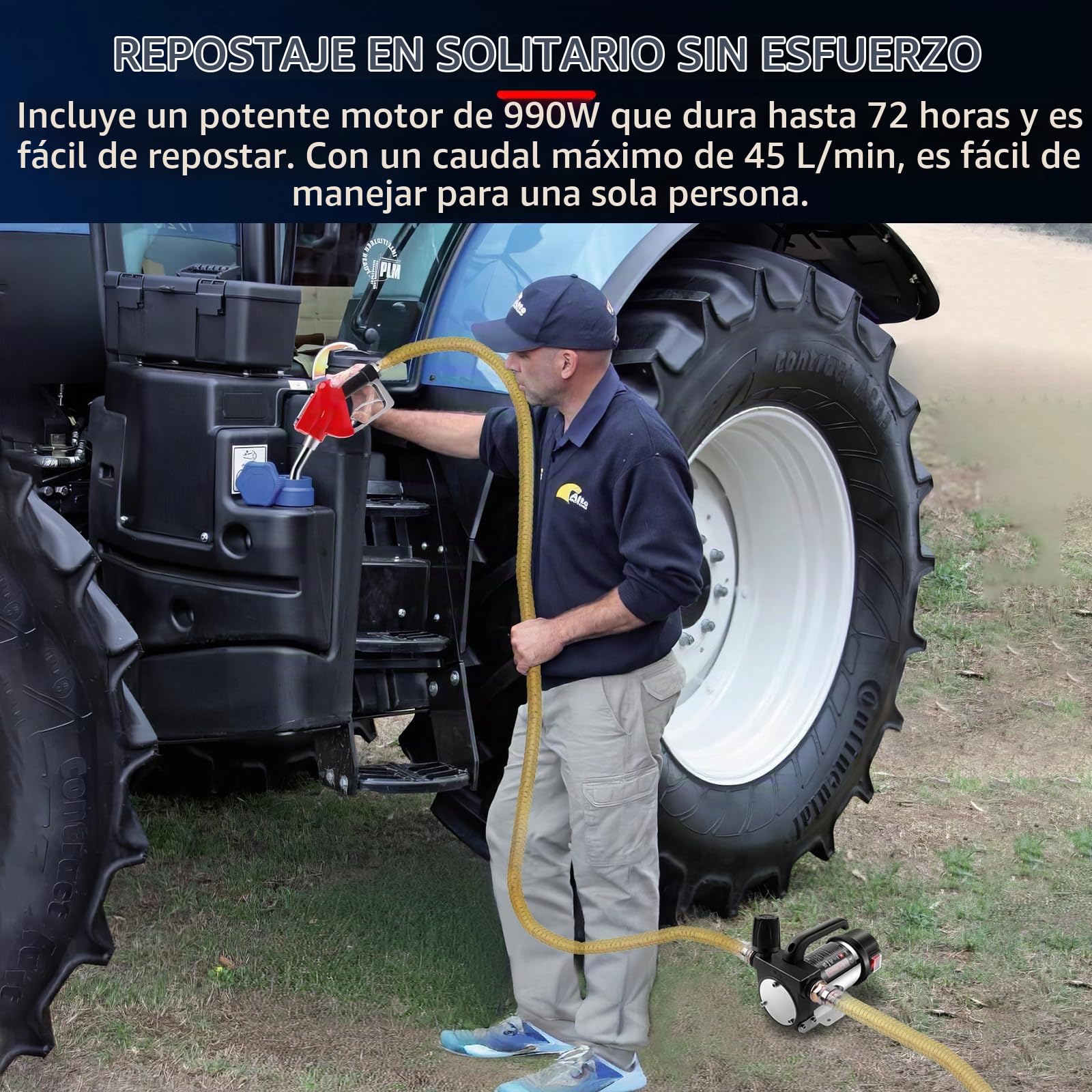 KAOLALI Bomba de Transferencia de Diesel 12V 990W, Bomba de Transferencia de Combustible con Boquilla de Auto Apagado y Mangueras, Kit de Bomba Extractora Eléctrica de Transferencia de Autocebante