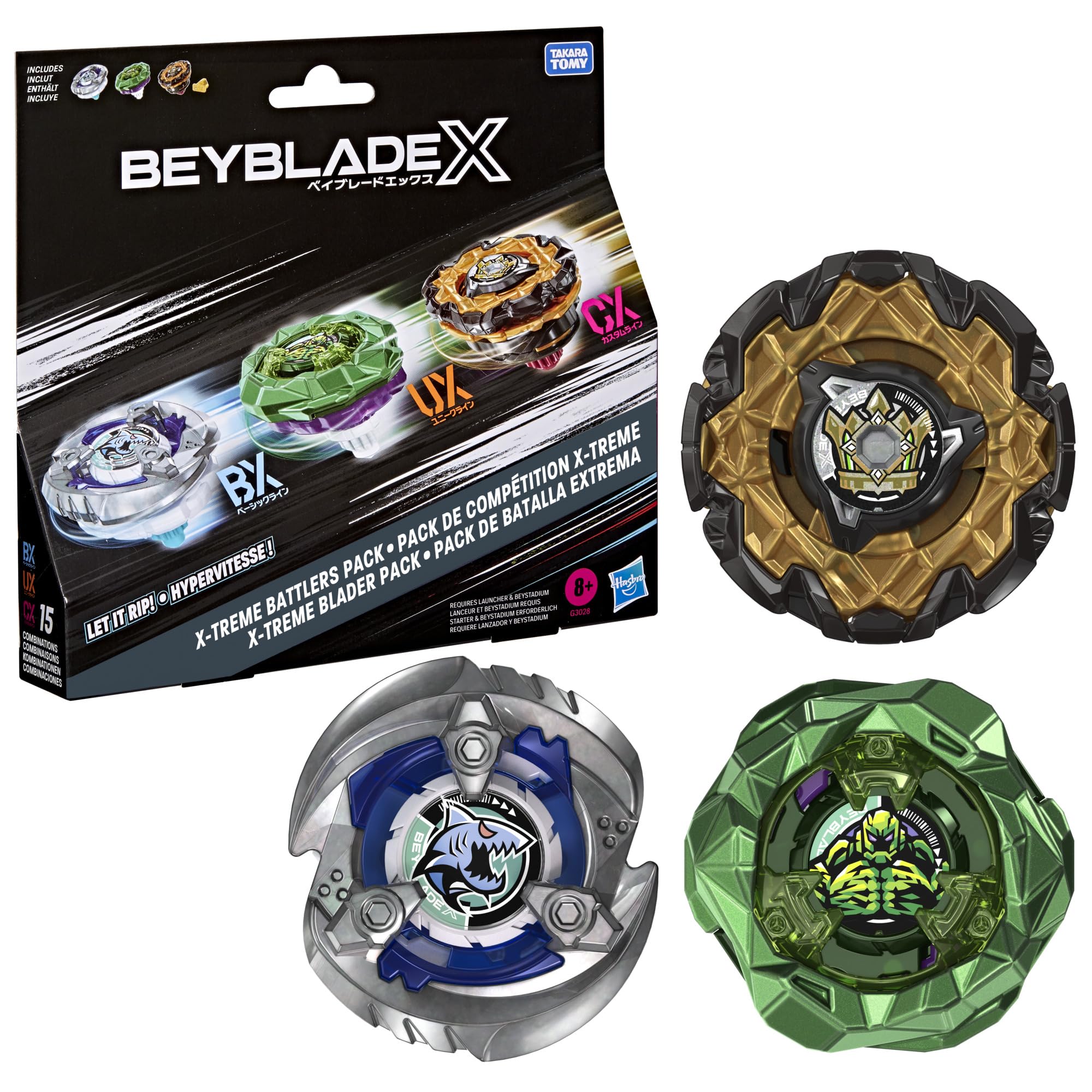 Hasbro Beyblade X, Set da Combattimento X-Treme, Contiene 3 trottole da Combattimento Beyblade X di Takara Tomy, Giocattoli, dagli 8 Anni in su