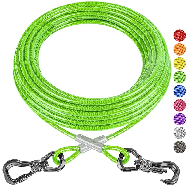 XiaZ Cable de Amarre de 20 pies para Perros, Correas de Perro para Patio a Prueba de masticación
