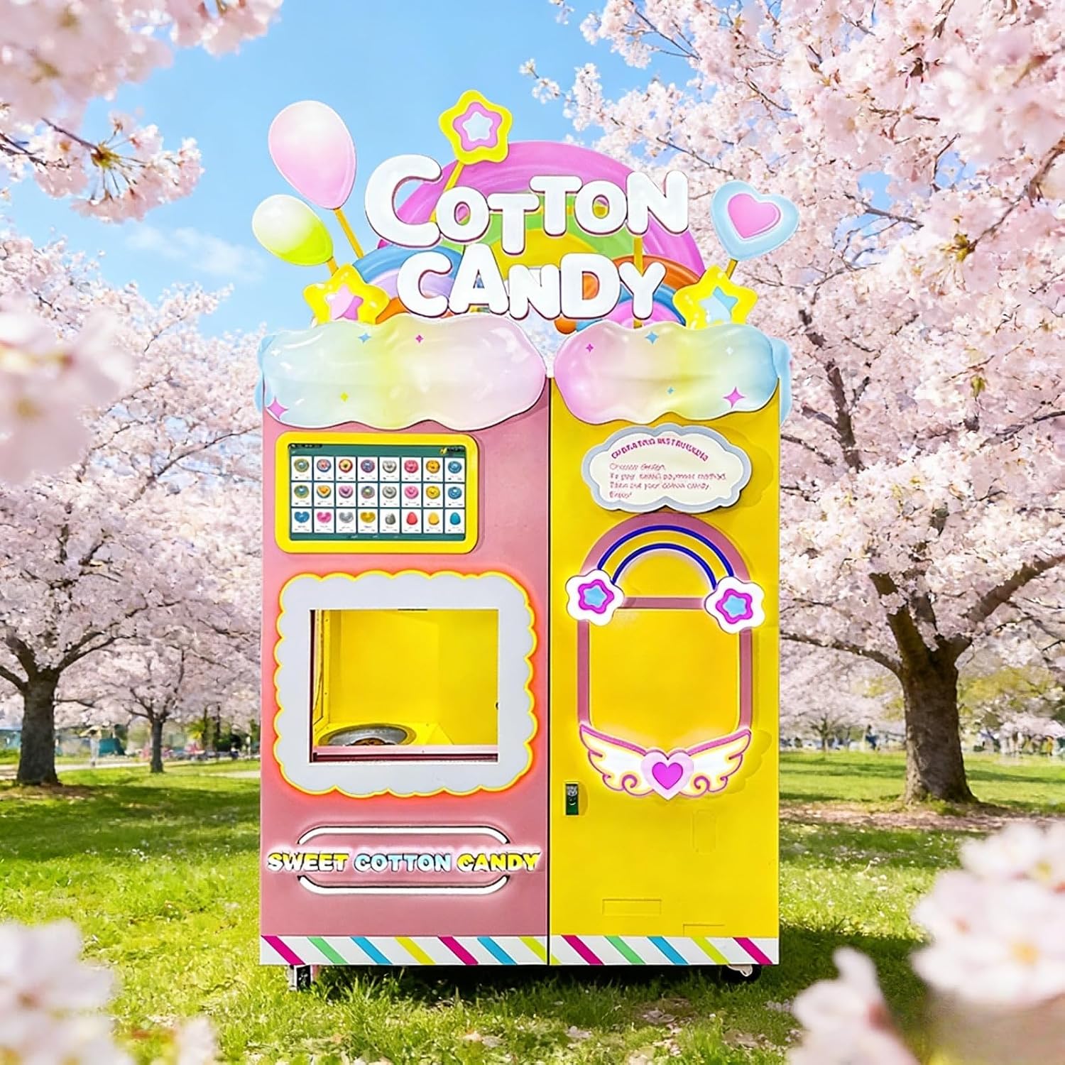 Retro Nostalgic Cotton Candy Vending Machine Fully Automatic Self-Service Fluffy Treat Maker Classic Design Timeless Appeal for Retro Themed Restaurants, Carnivals and Nostalgic Venues