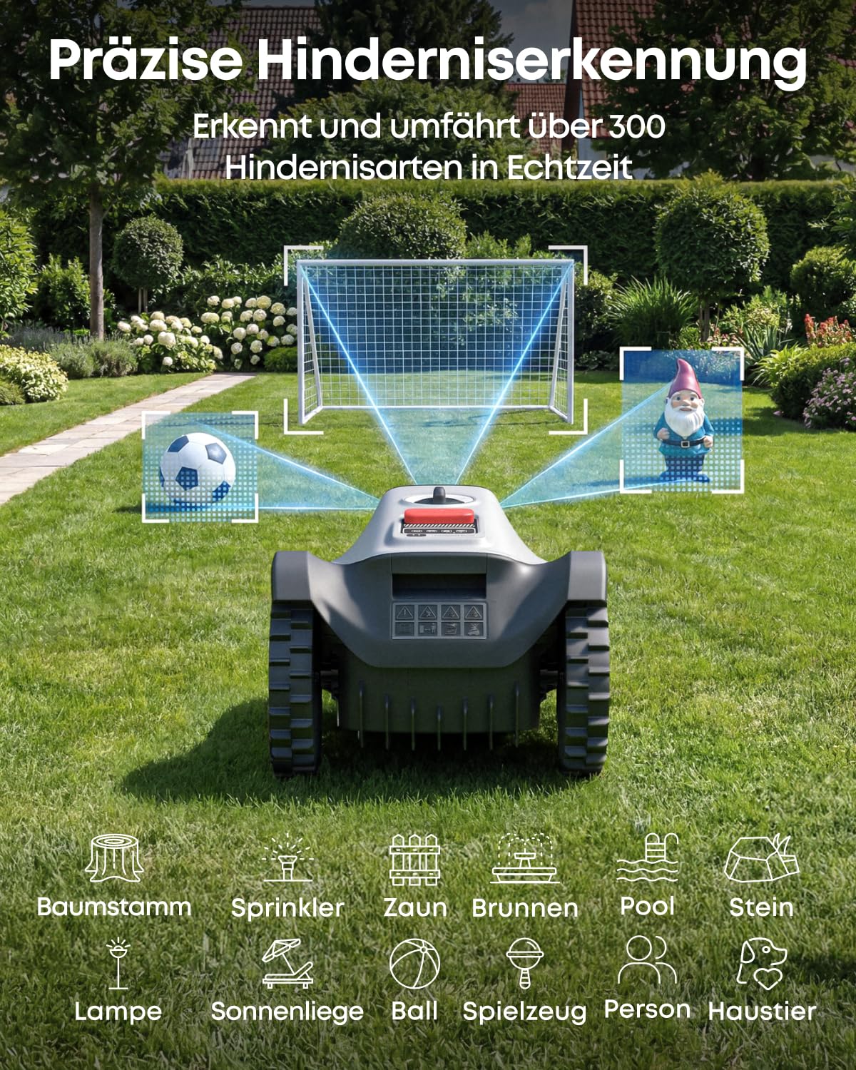 eufy Mähroboter C15 Set mit Garage & Ersatzklingen, ohne Begrenzungskabel | Bis zu 500m², TrueVision, keine Signalprobleme, Auto-Kartierung, igelsicher, intelligente Navigation, präzises Randmähen