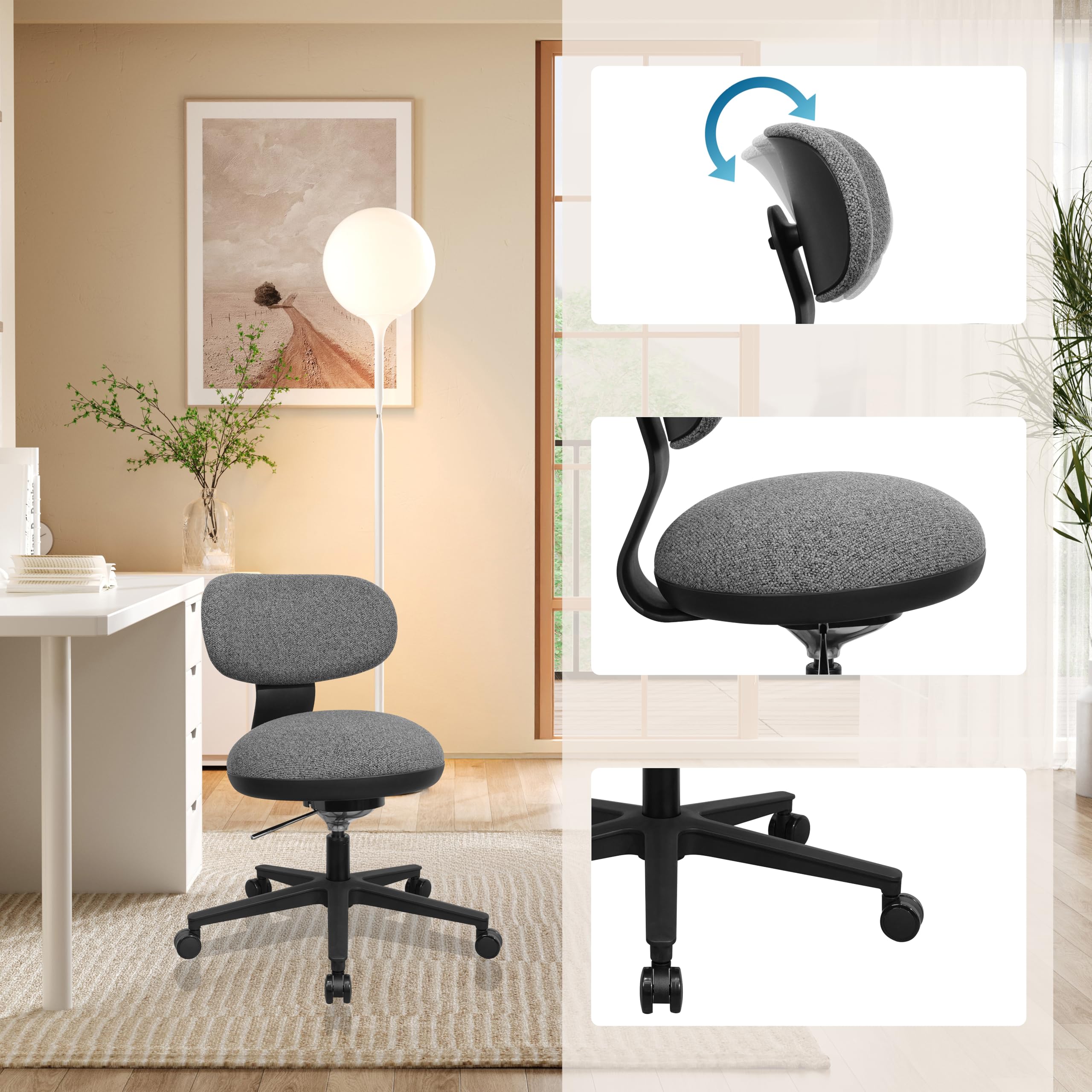 hjh OFFICE Bandscheibenstuhl Rückenfreundlich & durchblutungsfördernd | Dicke Polsterung, Ergonomischer Schreibtischstuhl