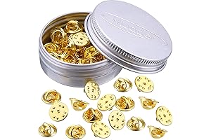 Brass Pin Caps: 50-Pack Gold Clutch Badge Insignia Clutches Pin Backs