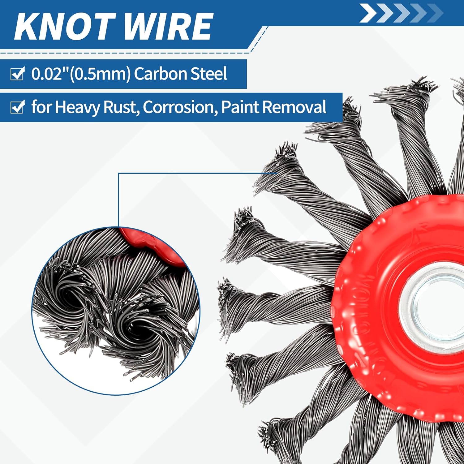 Wire Brush for Angle Grinder (4"/100mm) 12Pack, Knot Steel Wire 0.02" (Carbon Steel) Wire Wheels with 5/8 Inch -11 Threaded Arbor - for Rust, Cleaning, Deburring on Cast Iron