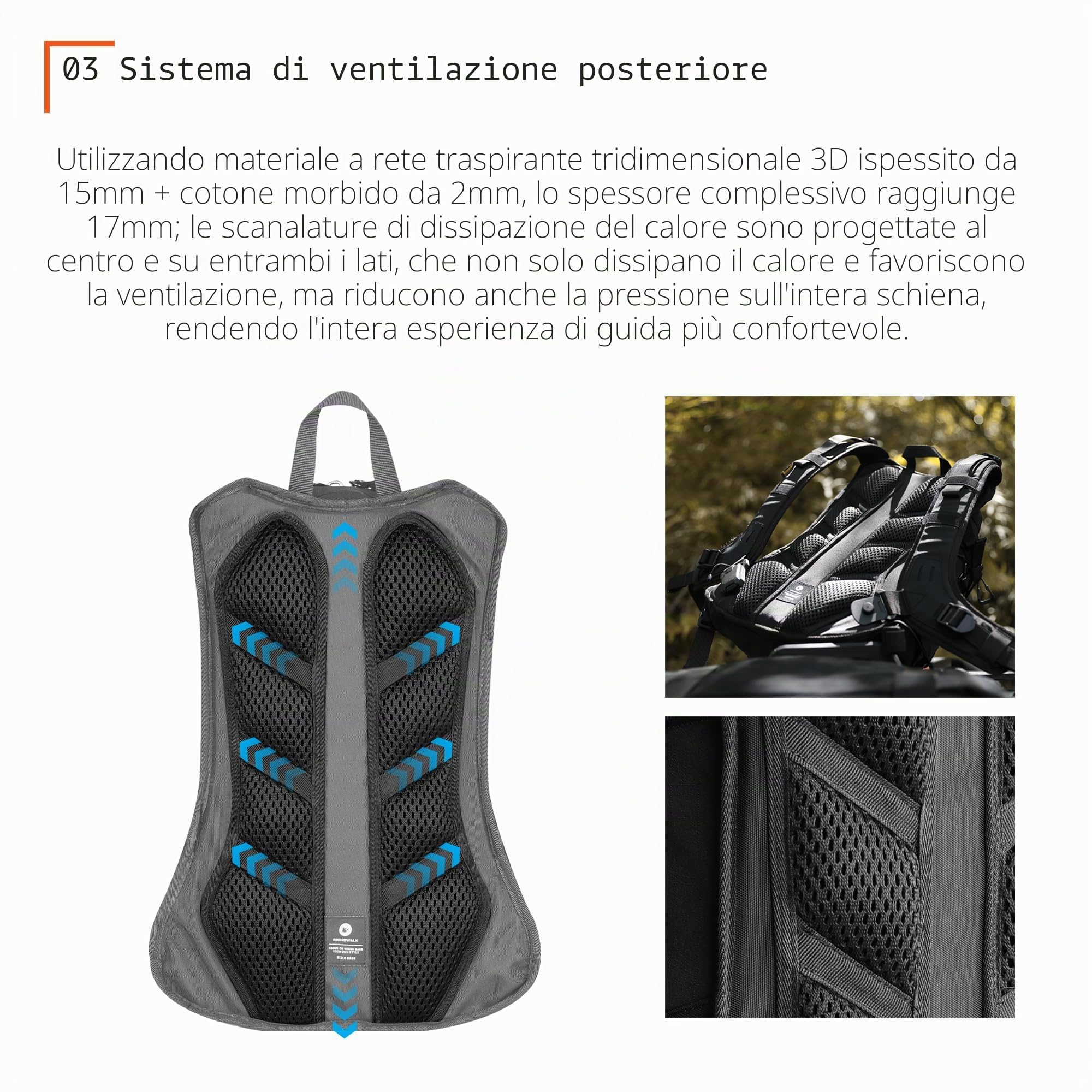 Rhinowalk Zaino da moto con supporto per casco, protezione dalla pioggia, foro per sacca idrica, zaino da moto e bicicletta, zaino sportivo, zaino per laptop per escursioni, arrampicata, ciclismo