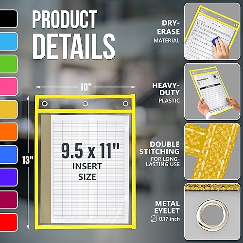 Miniatura 10 de Paquete de 5 soportes para boletos de trabajo de 9 x 12 pulgadas, fundas de plástico para documentos para pedidos de trabajo, soportes para boletos