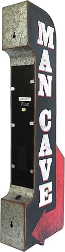 Miniatura 4 de Letrero publicitario vintage de reproducción de cueva de hombre, luces LED alimentadas por pilas, metal de doble cara montado en la pared, 30 x 11 x