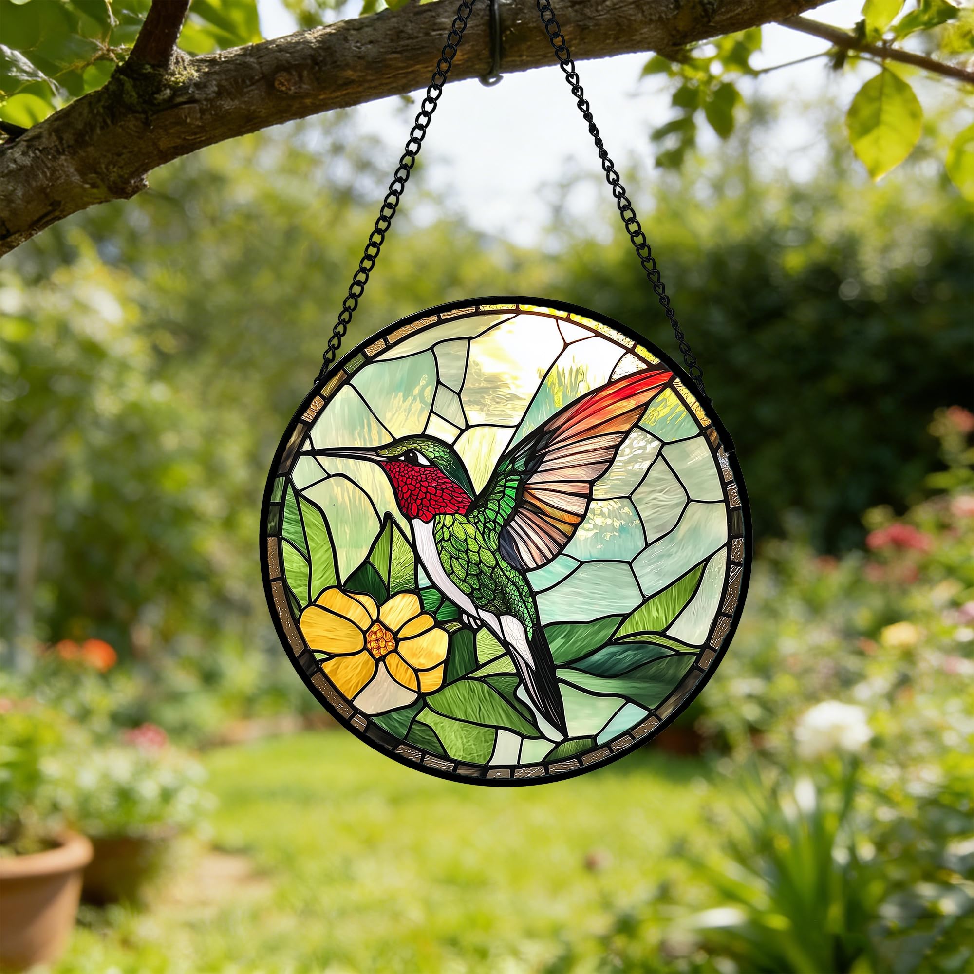 Buntglas-Fensterbehang, grüner Kolibri-Sonnenfänger für Tür, Heimdekoration, Vogel-Sonnenfänger, Weihnachten, Muttertag, Geburtstag, Geschenke für Vogelliebhaber, Frauen, Männer, Mutter und