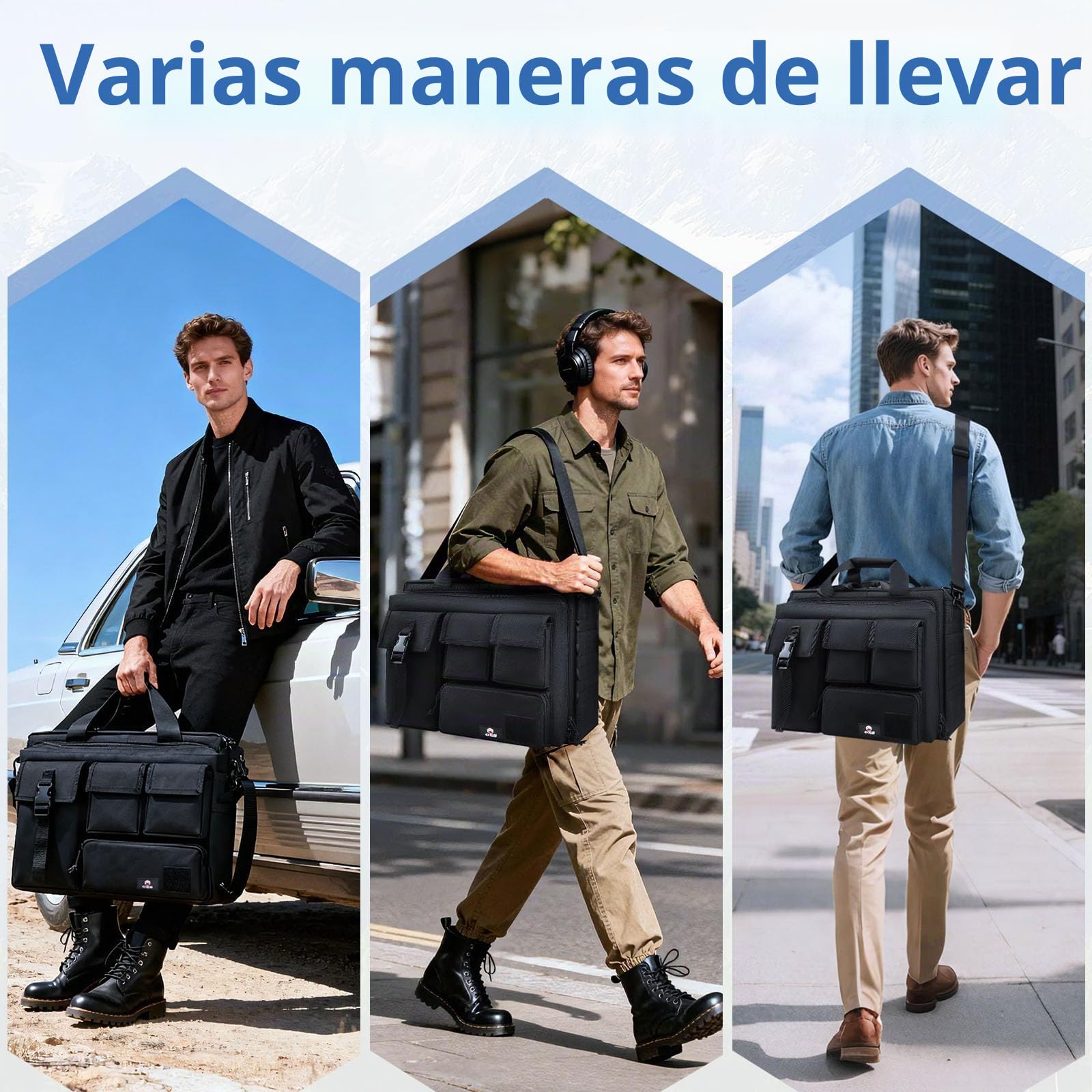 GES Maletín Táctico Militar para Hombre, Bolso de Hombro Multifunción de Nylon con Hebilla de Metal, Bandolera Mensajero para Cámara, Trabajo y Aire Libre