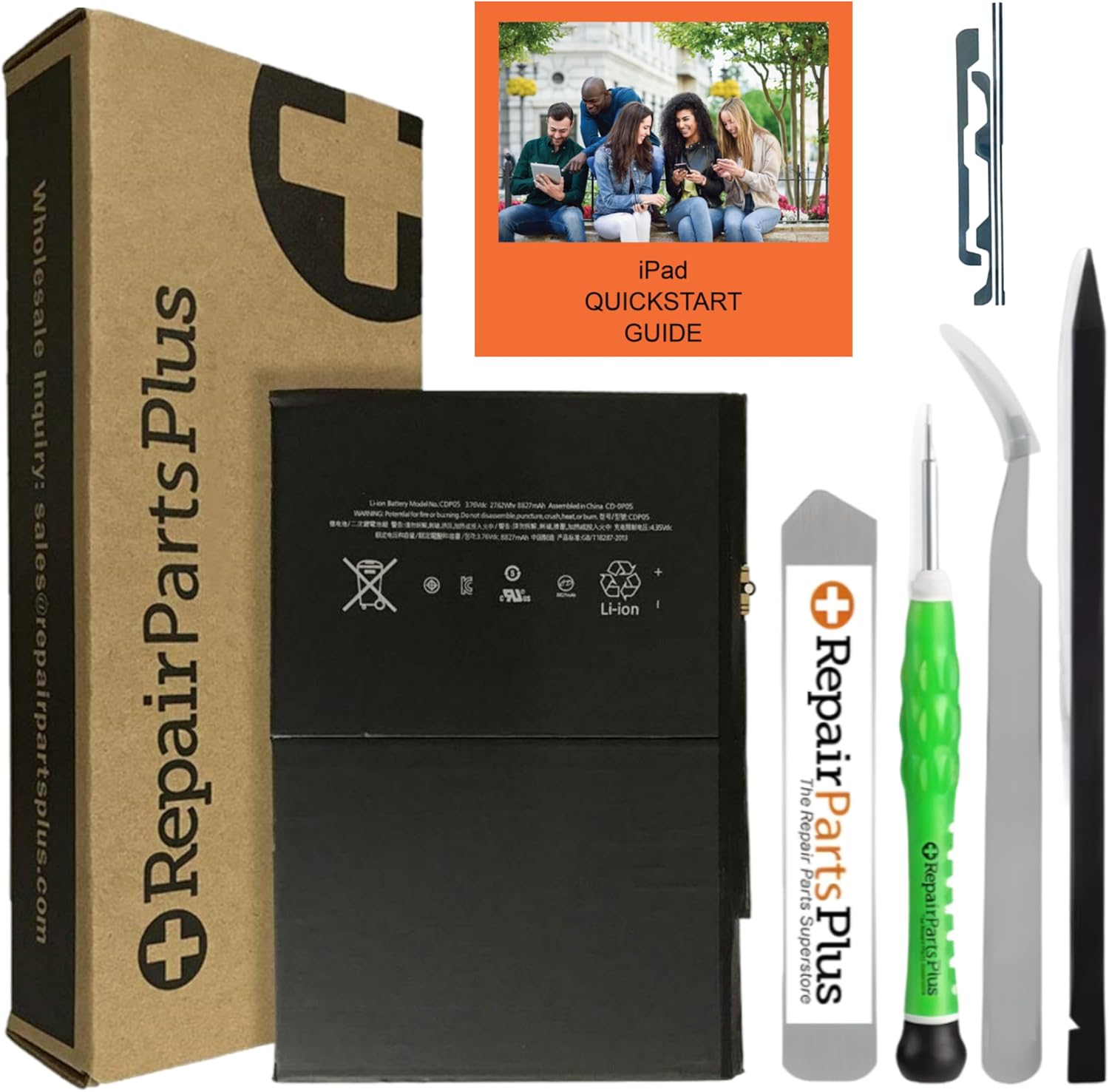 for iPad 6 | 5 (6th Gen | 5th Gen) A1484 Battery Replacement Premium Kit (A1893 A1954 A1822 A1823 A1474 A1475 A1476, 9.7") (Also for Air 1) + Tools, Adhesive, Guide