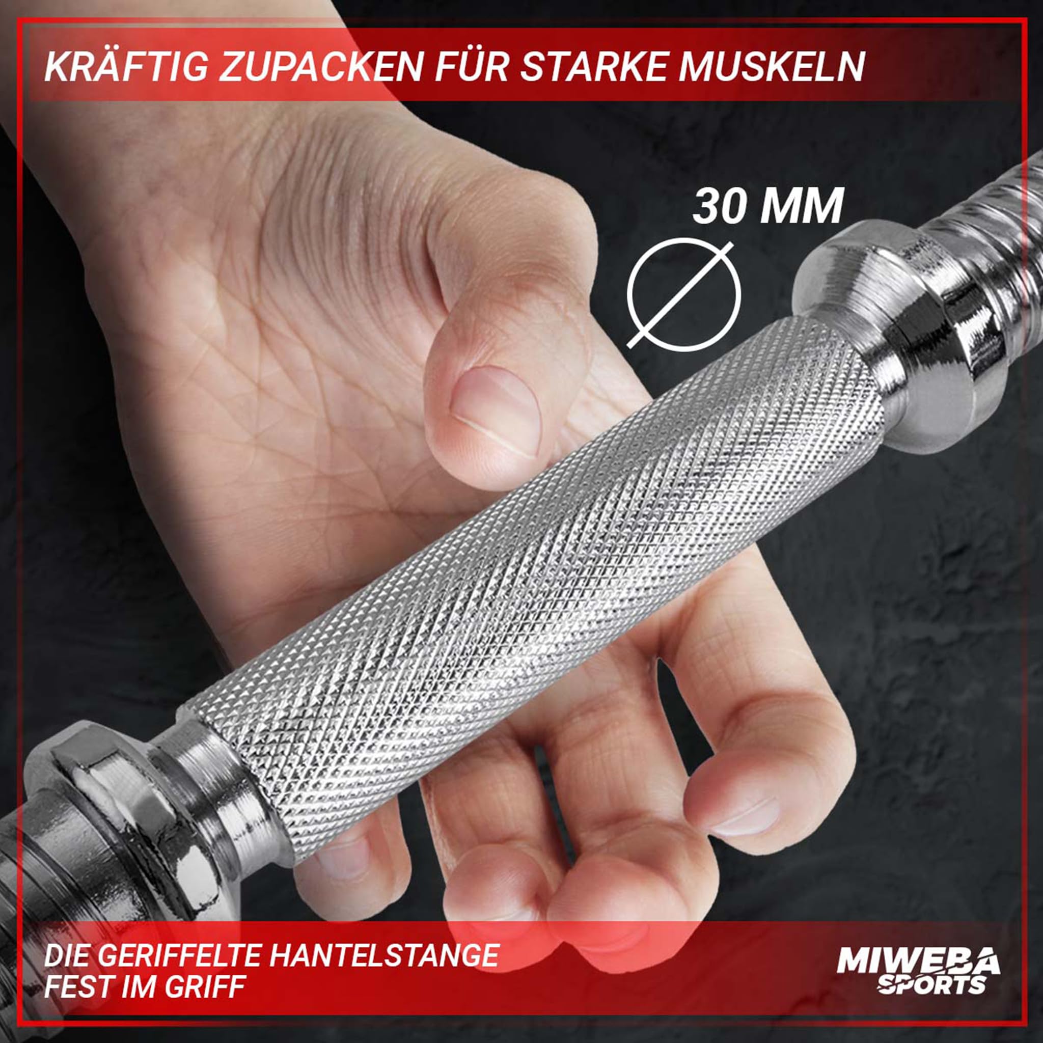 Miweba Sports Hantelset MKH110 | 10 kg | 20 kg - 𝐏𝐫𝐨𝐟𝐢 Einzelhantel - Hanteln Set - Stange 30 mm - Kurzhanteln Frauen und Männer - Hantel Set - Gusseisen Kurzhantelset - Kurzhantel