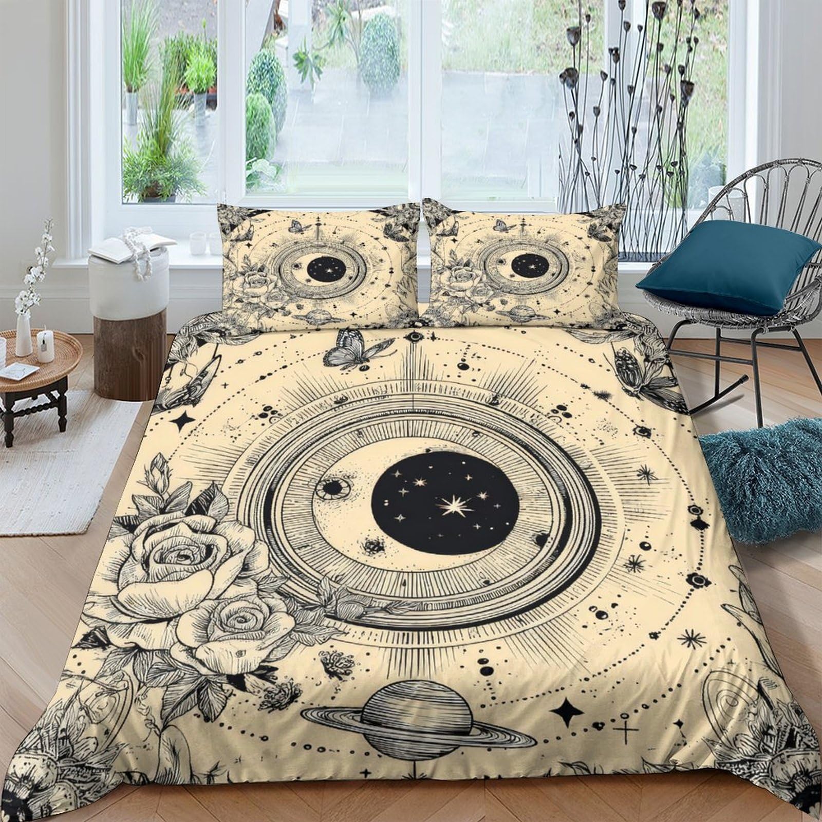 Ctjqhvkz Style-10 3D Printed Vintage Astronomy Fitted Sheet Microfiber Anti-Slip Celestial Planet Bed Cover For Bedroom Guest Room Decor Single（135X200cm）